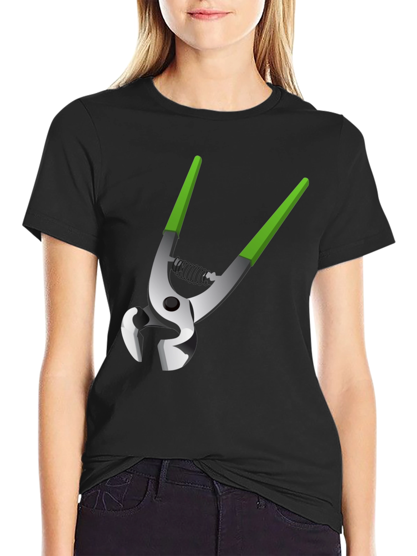 Black Novelty Pliers Graphic Tee - Black Cotton Blend view 2