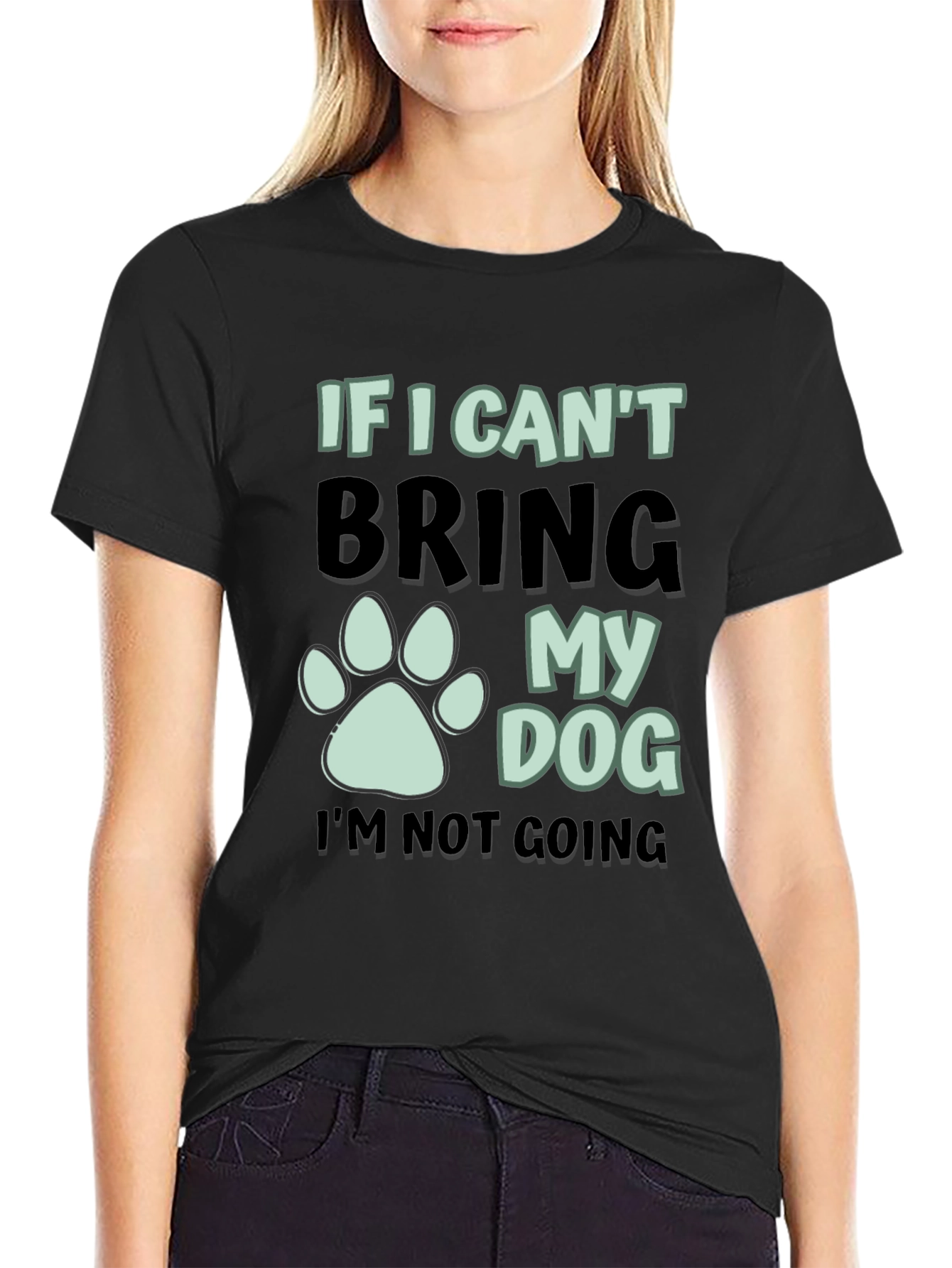 Black Dog Lover T-Shirt: If I Can't Bring My Dog Tee view 2