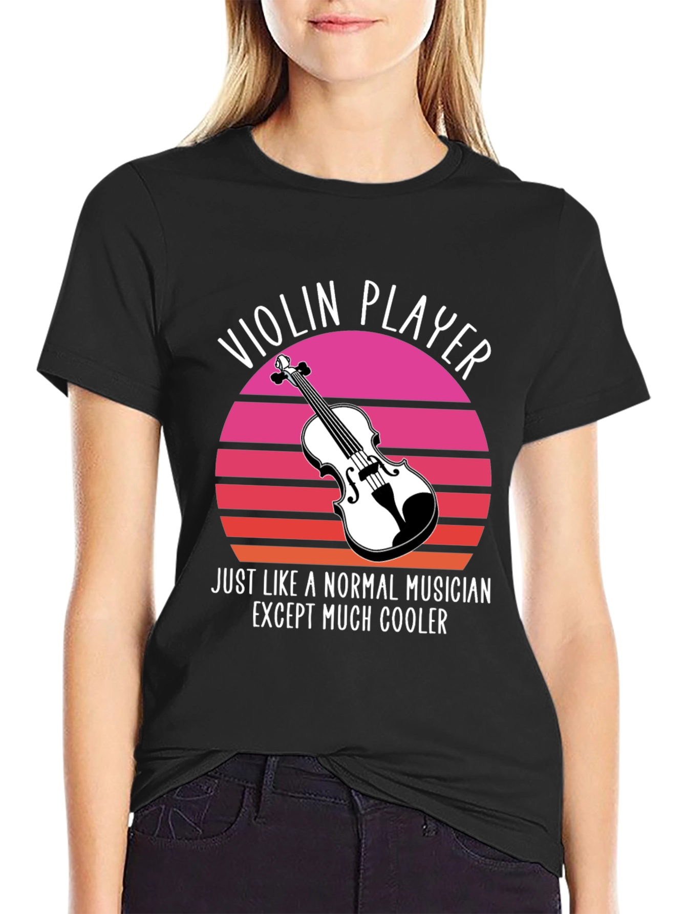 Black Violin Player T-Shirt: Musician Cool Graphic Tee view 2