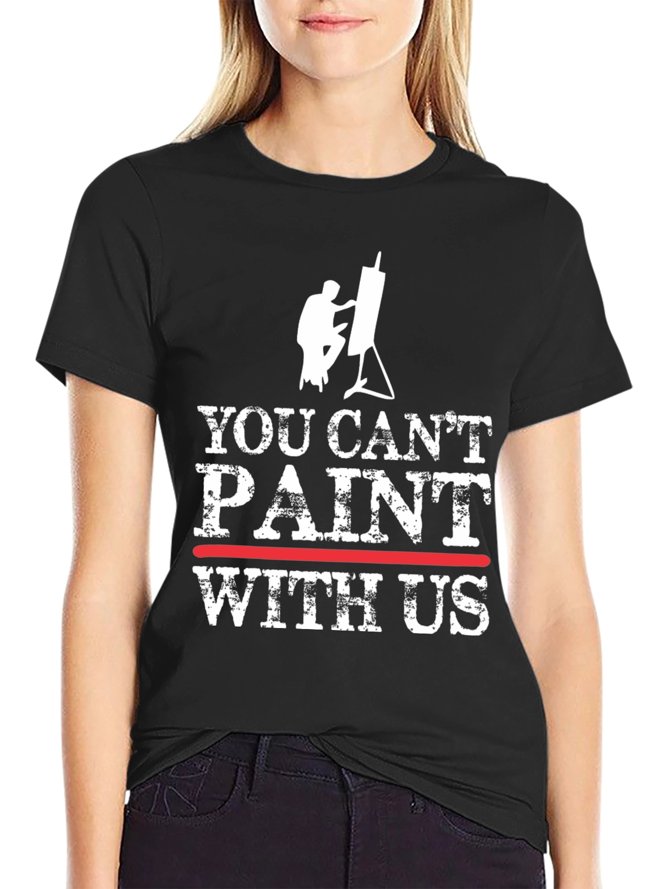 Black Funny Painter T-Shirt: You Can't Paint With Us view 2