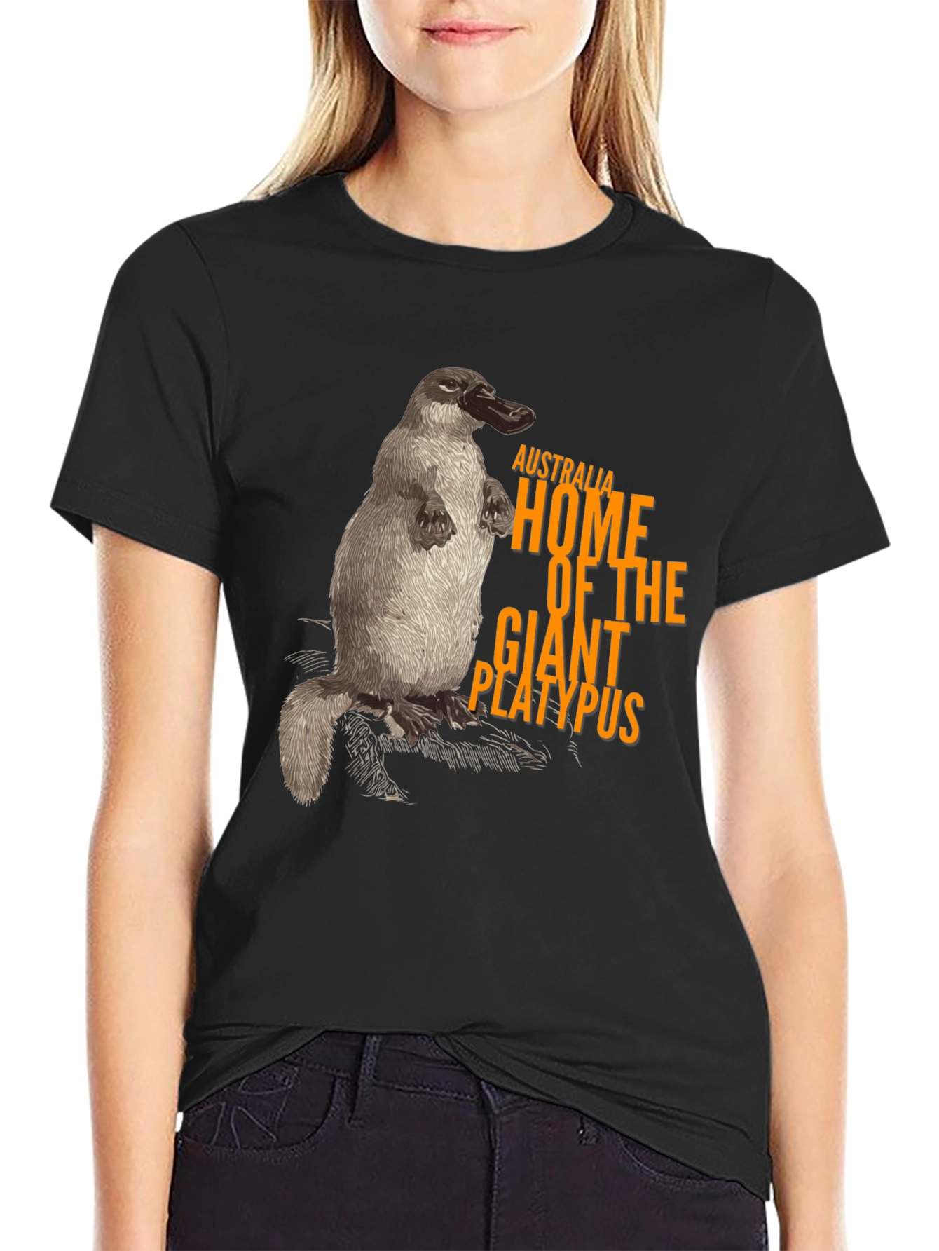 Black Australia Giant Platypus Graphic Tee - Black view 2