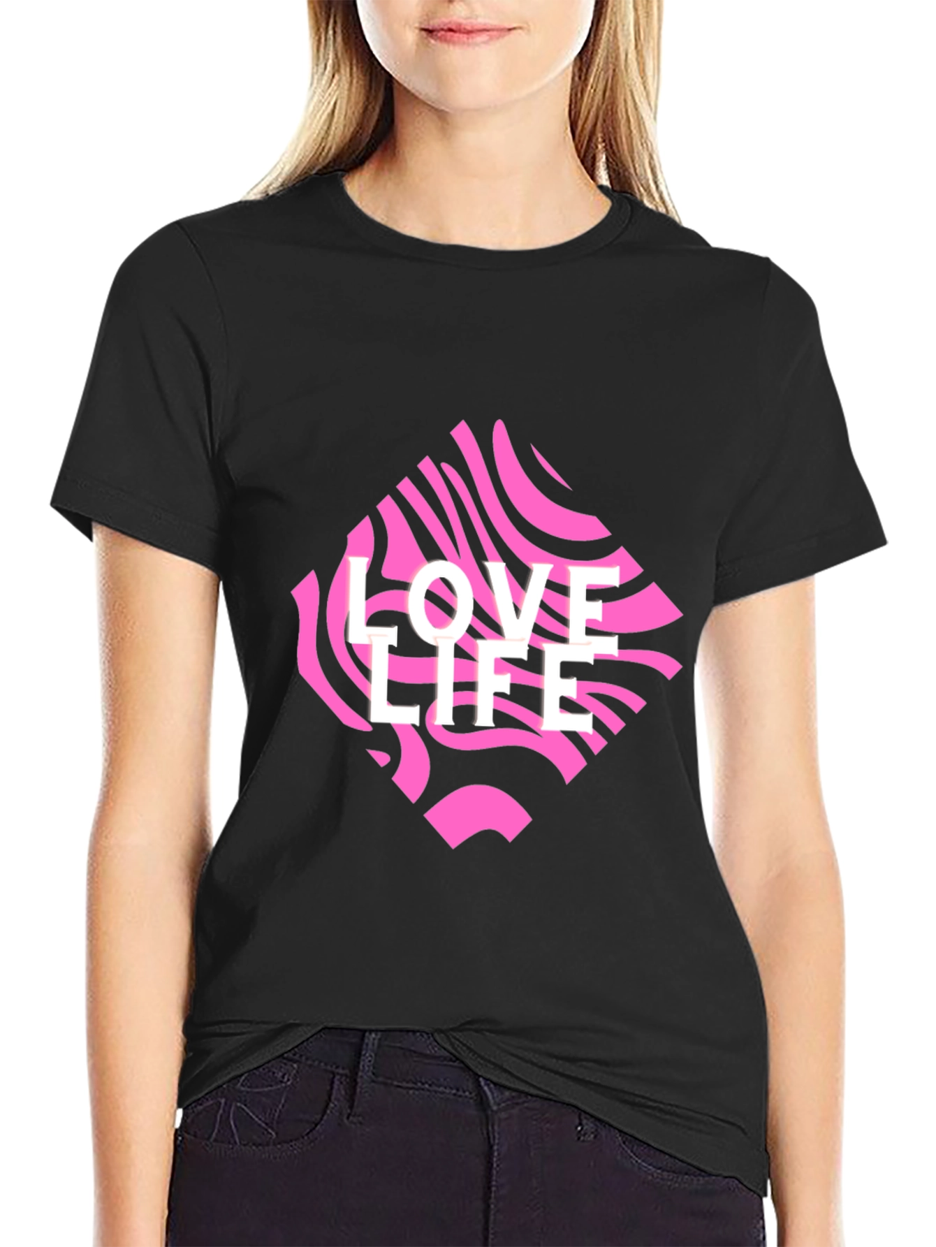 Black Love Life Graphic Tee - Black Crew Neck view 2
