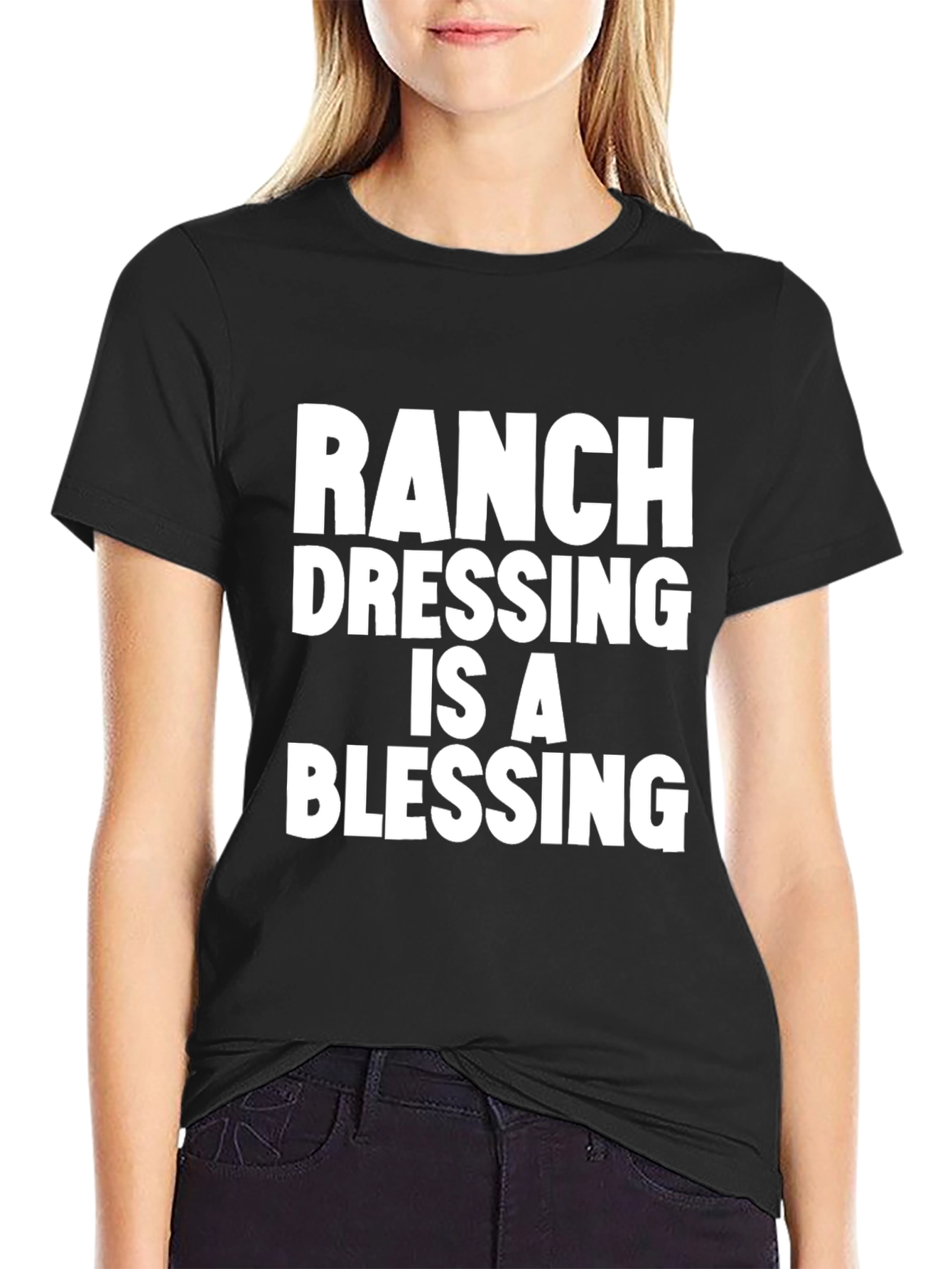 Black Ranch Dressing Is A Blessing T-Shirt - Black view 2