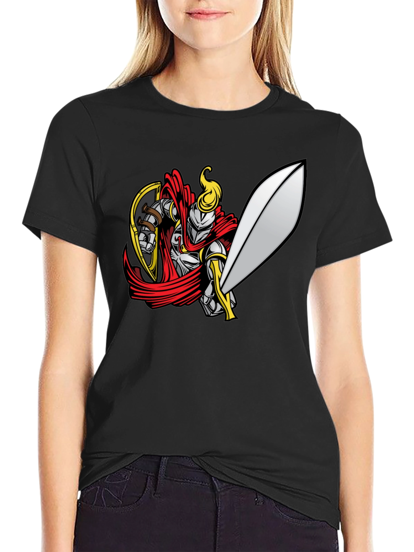Black Knight Graphic Tee - Black Cotton T-Shirt view 2