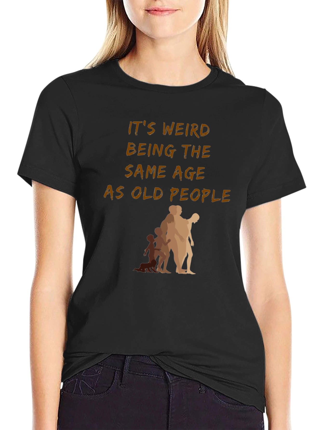 Black Funny "Old People" Graphic T-Shirt view 2