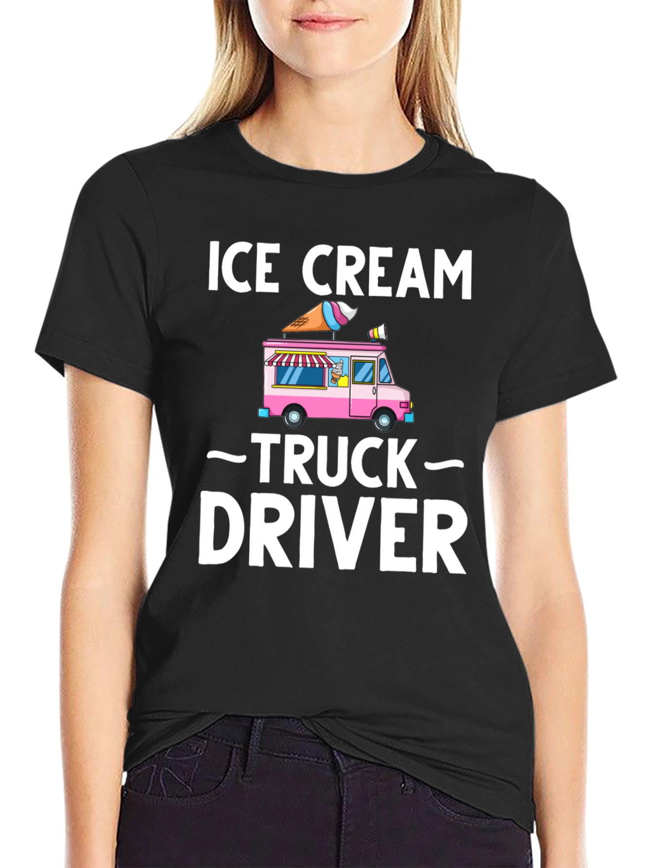Black Ice Cream Truck Driver T-Shirt - Novelty Graphic Tee view 2