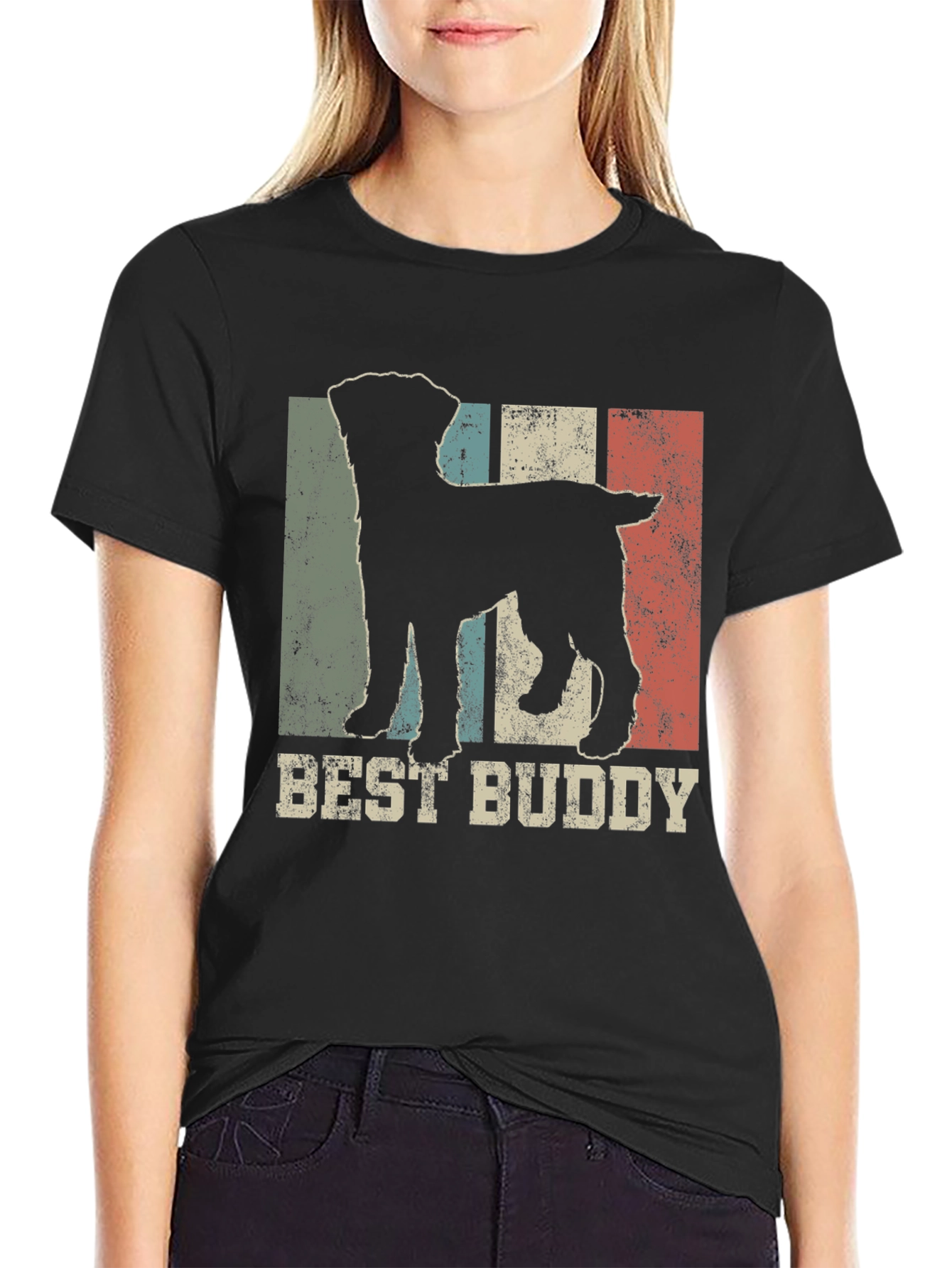 Black Best Buddy Dog Silhouette Men's T-Shirt view 2