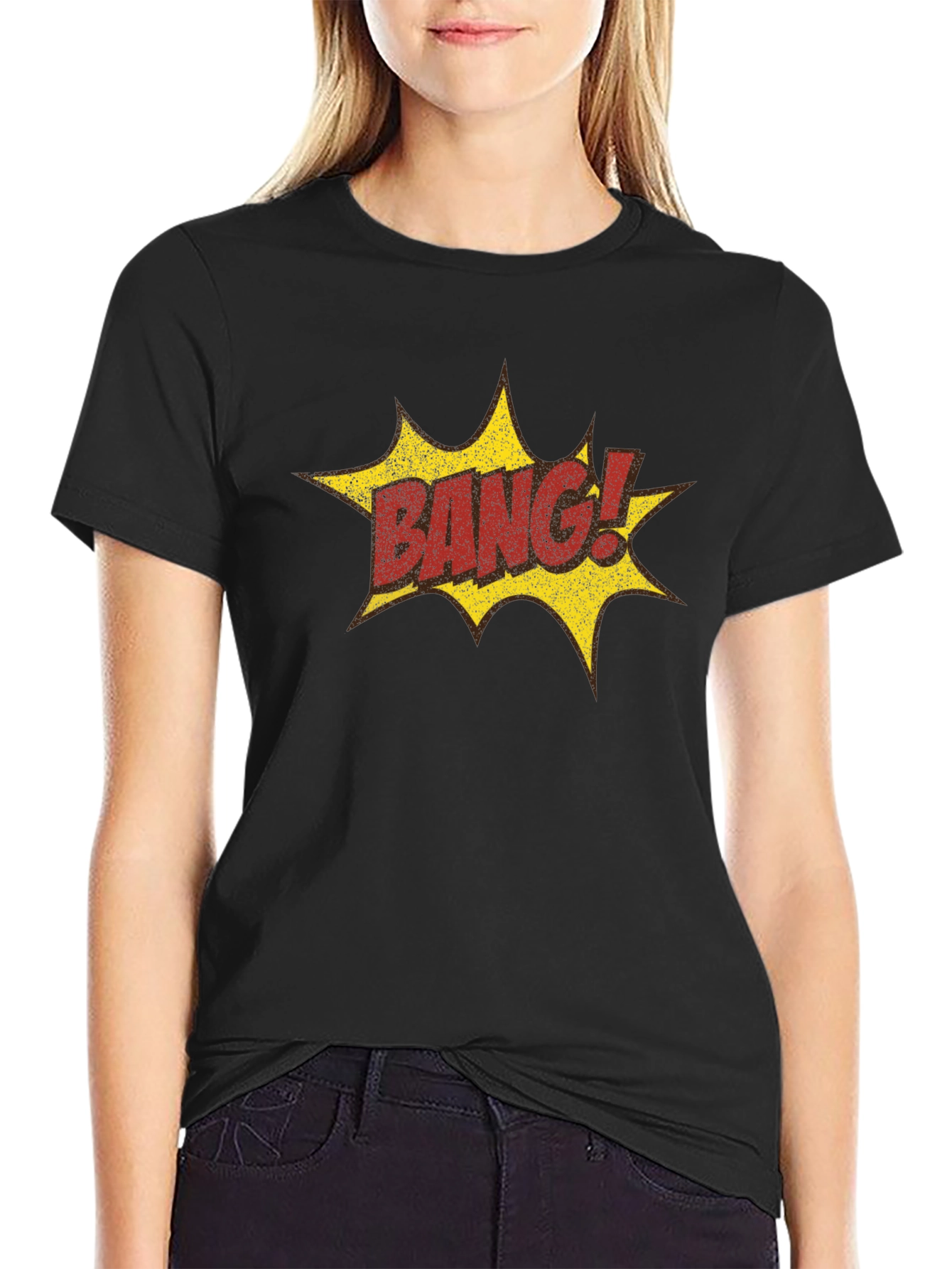 Black Bang! Graphic Print Black T-Shirt view 2