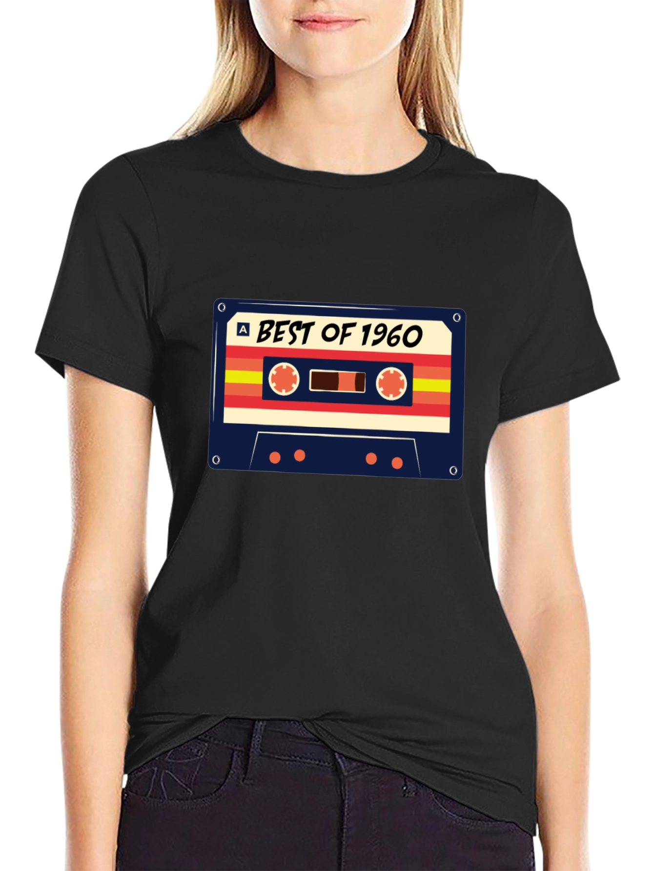 Black Best of 1960 Cassette Graphic T-Shirt view 2