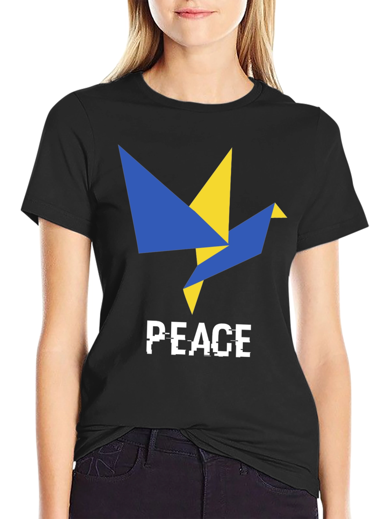 Black Peace Dove Graphic T-Shirt - Ukraine Support view 2