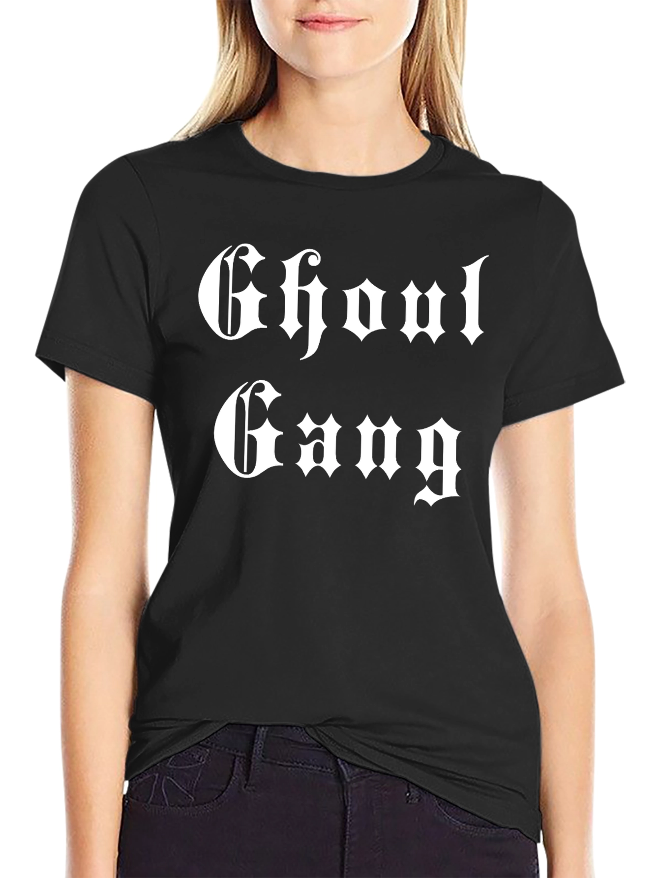 Black Ghoul Gang Graphic Tee - Gothic Style T-Shirt view 2
