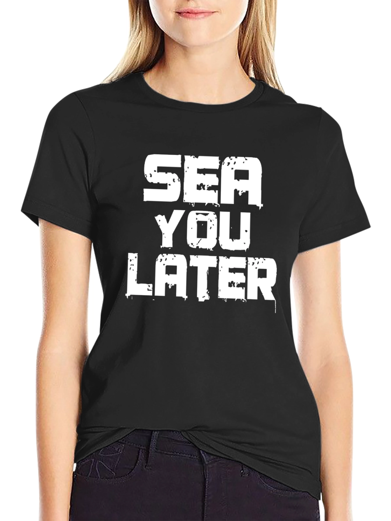 Black Sea You Later Graphic Print Black T-Shirt view 2