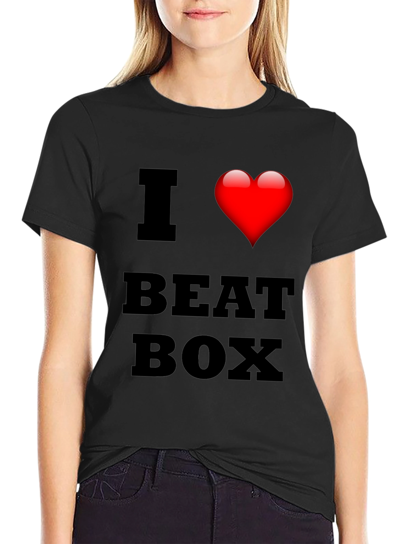 Black I Heart Beat Box Graphic Tee - Stylish Music Lover T-Shirt view 2