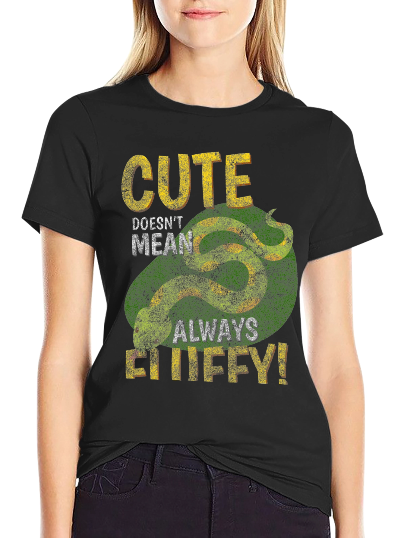 Black Cute But Deadly Snake Graphic T-Shirt view 2
