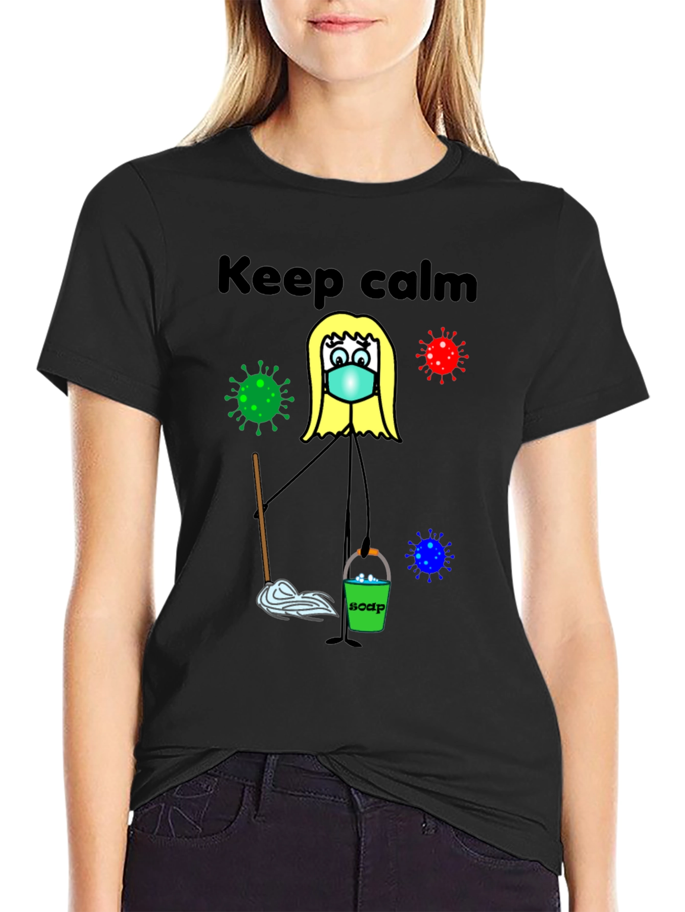 Black Keep Calm and Clean T-Shirt view 2
