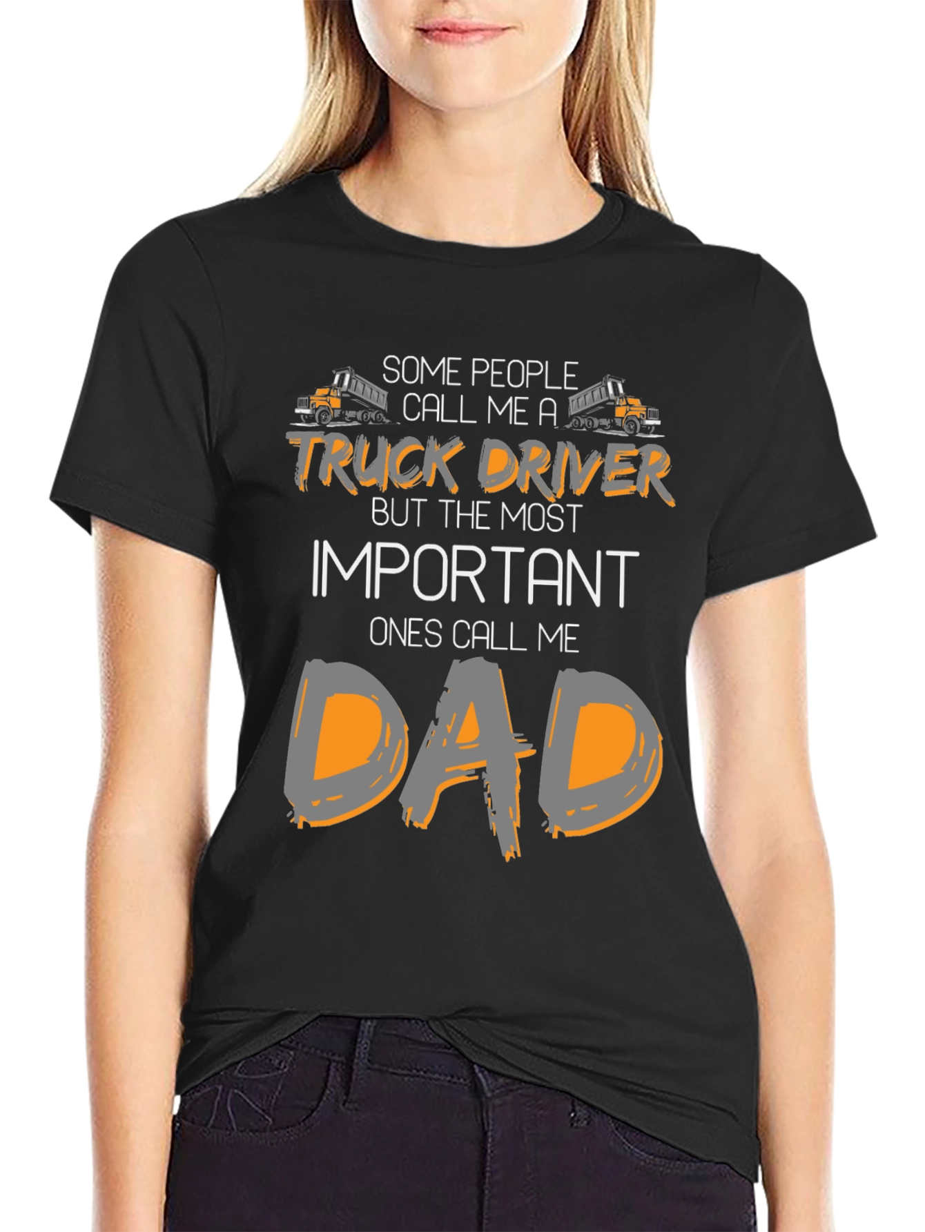 Black Truck Driver Dad T-Shirt - Funny Father's Day Gift view 2