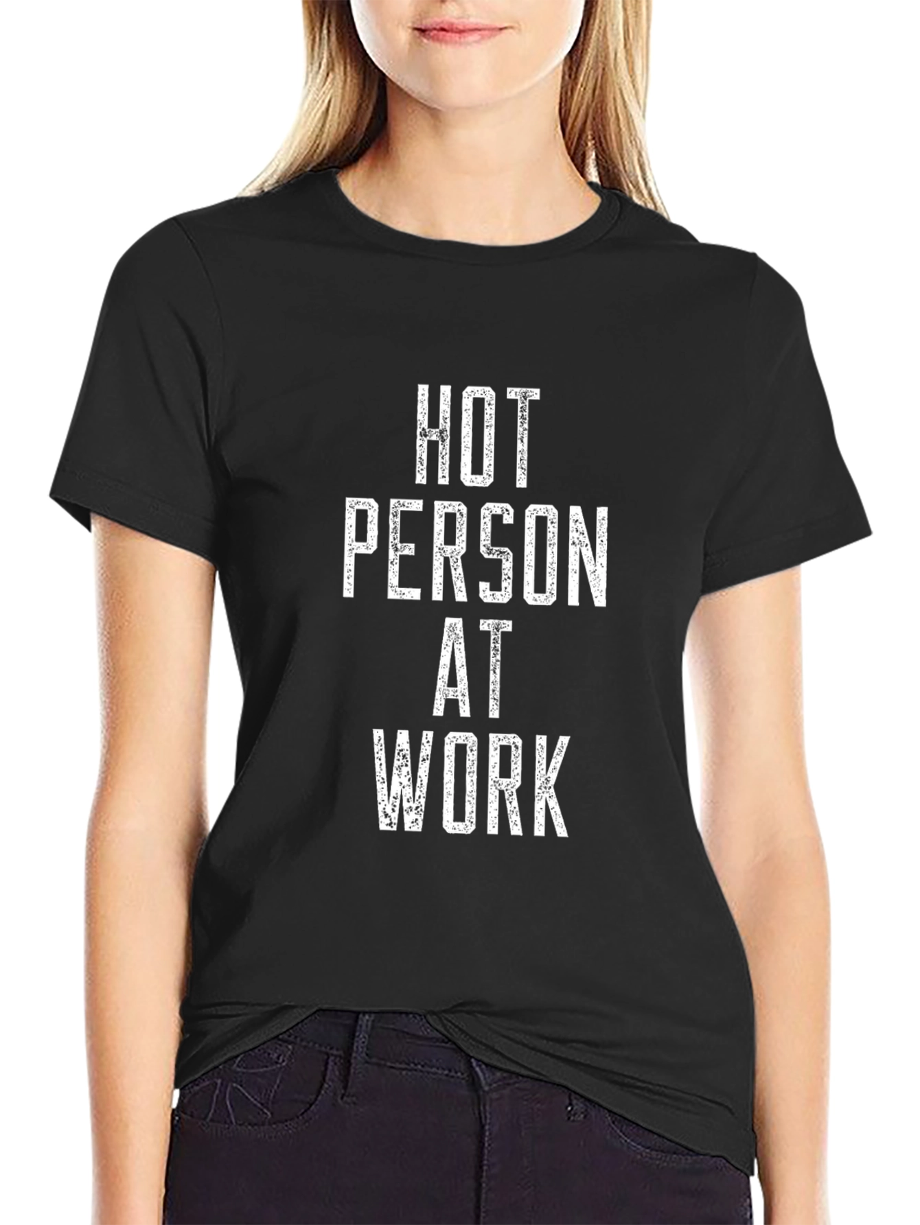 Black Hot Person at Work Black T-Shirt view 2