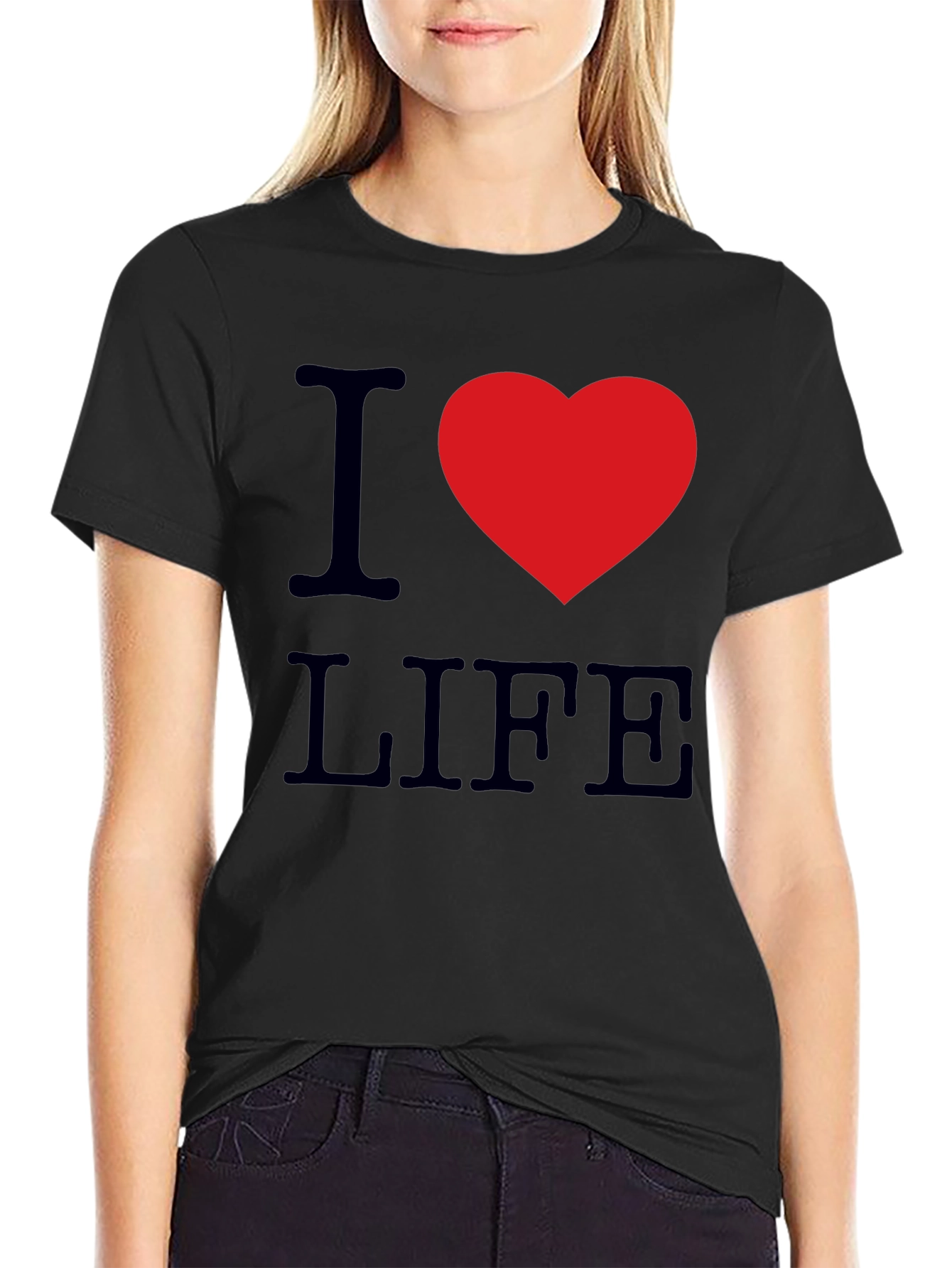 Black I Love Life Graphic Tee - Soft Cotton Comfort view 2