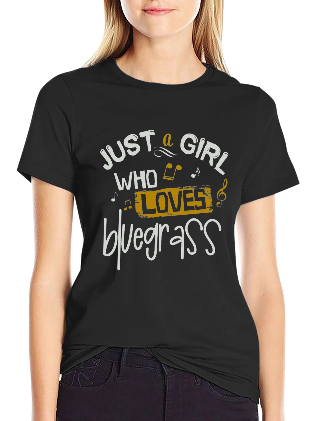 Black Just a Girl Who Loves Bluegrass T-Shirt view 2