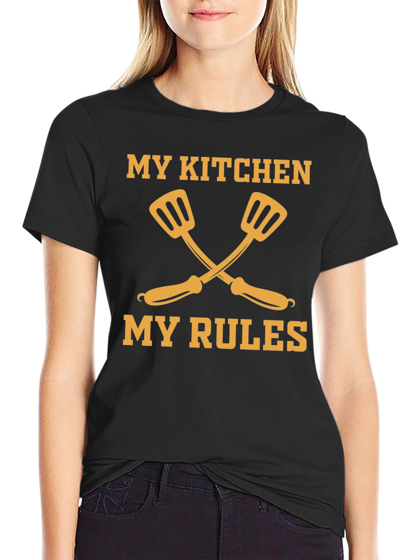 Black My Kitchen My Rules T-Shirt Funny Chef Cook BBQ Shirt view 2