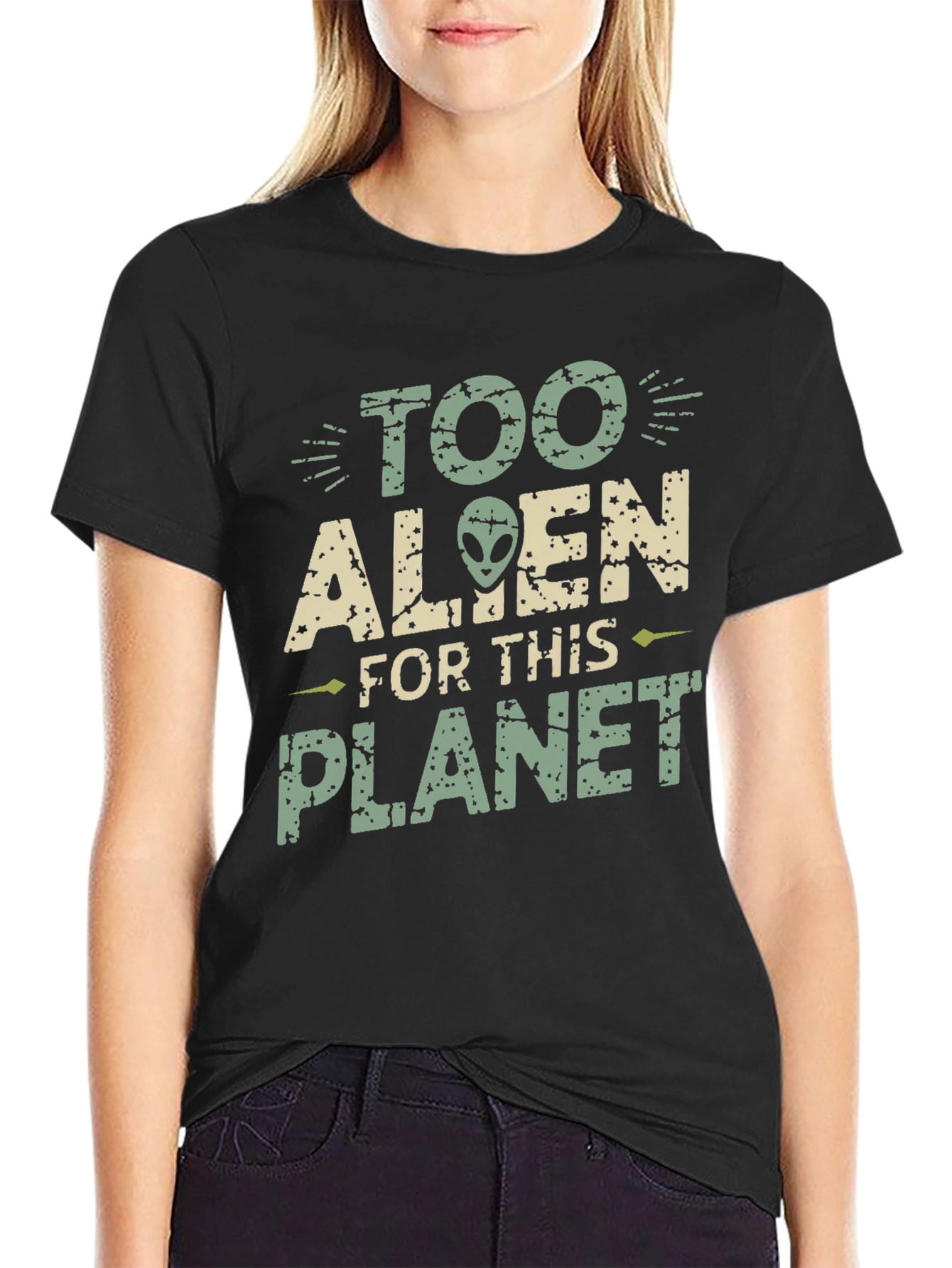 Black Too Alien for This Planet Graphic Tee view 2