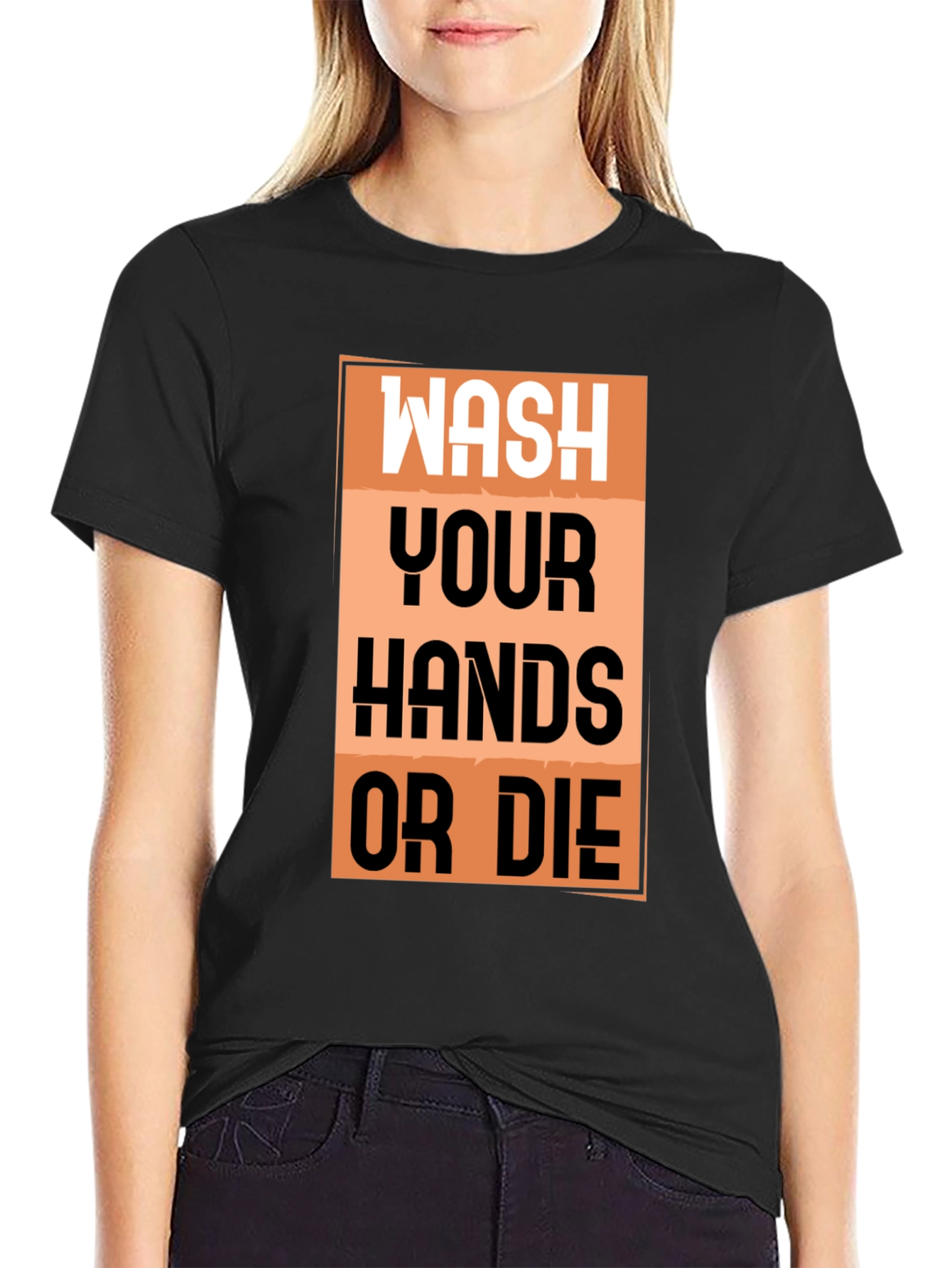 Black Wash Your Hands T-Shirt - Funny Quarantine Tee view 2