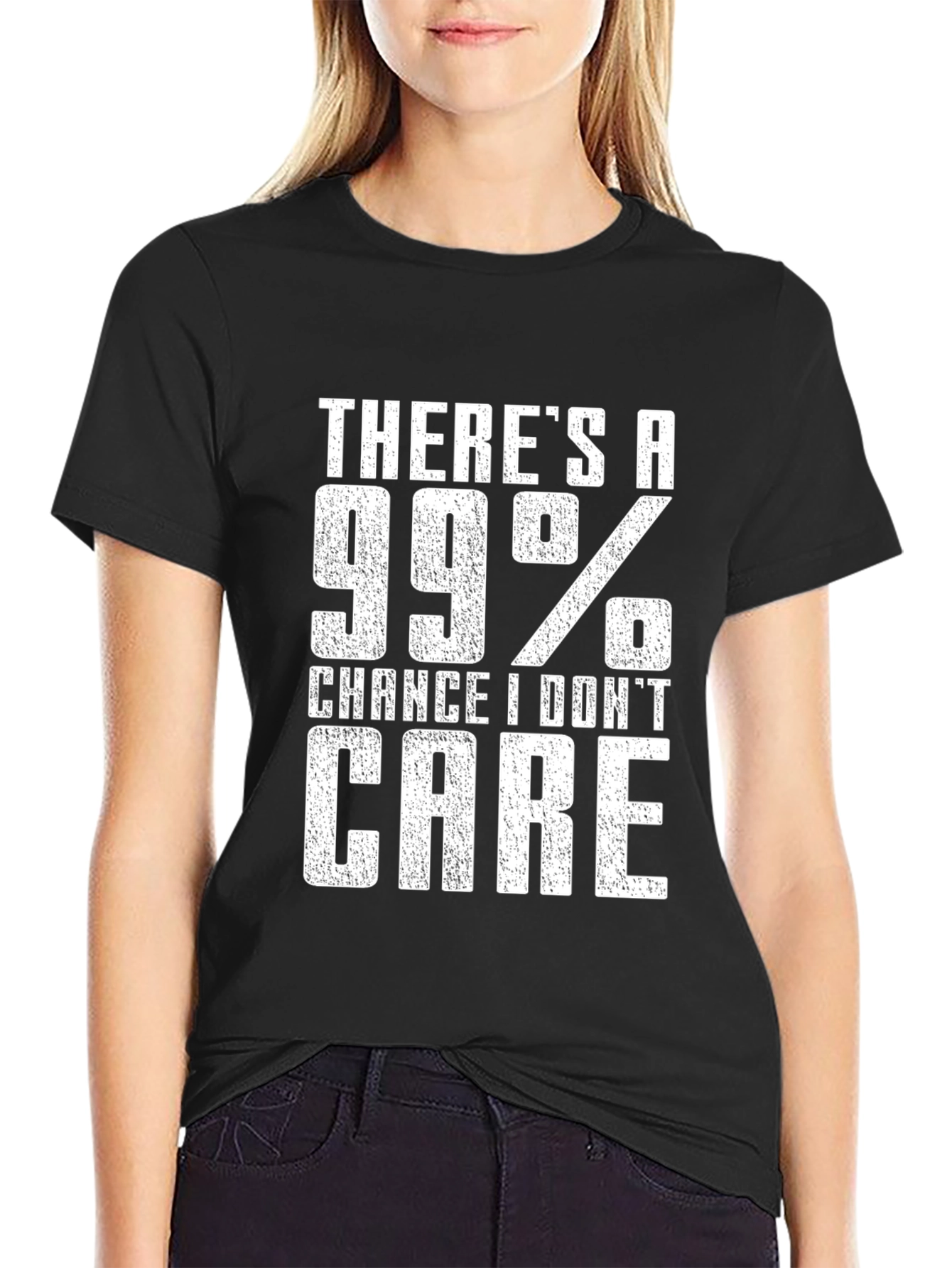 Black 99% Chance I Don't Care Graphic Tee view 2