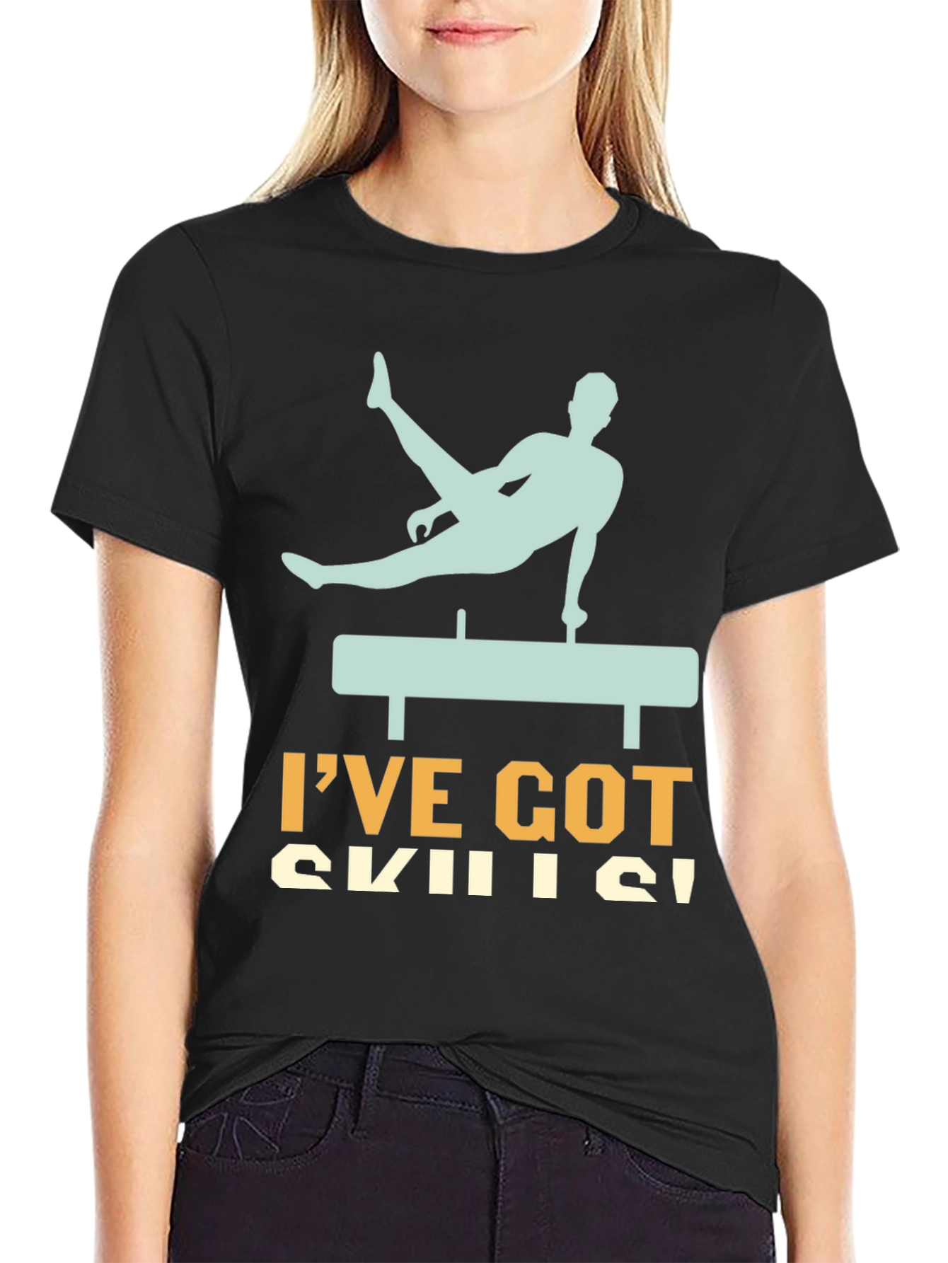 Black Gymnastics Skills T-Shirt view 2