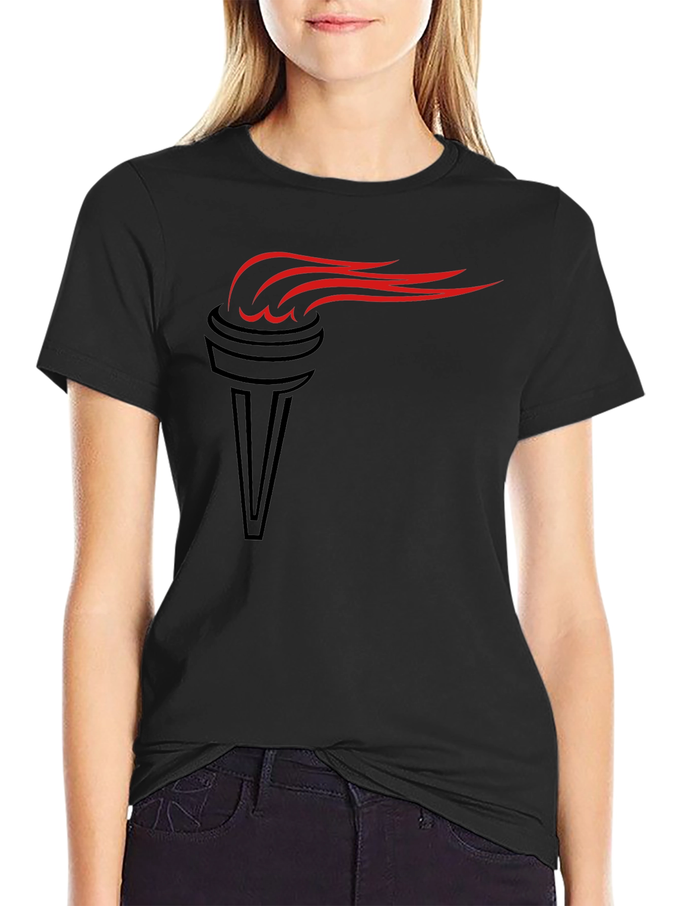 Black Torch Graphic Tee - Stylish Black T-Shirt view 2