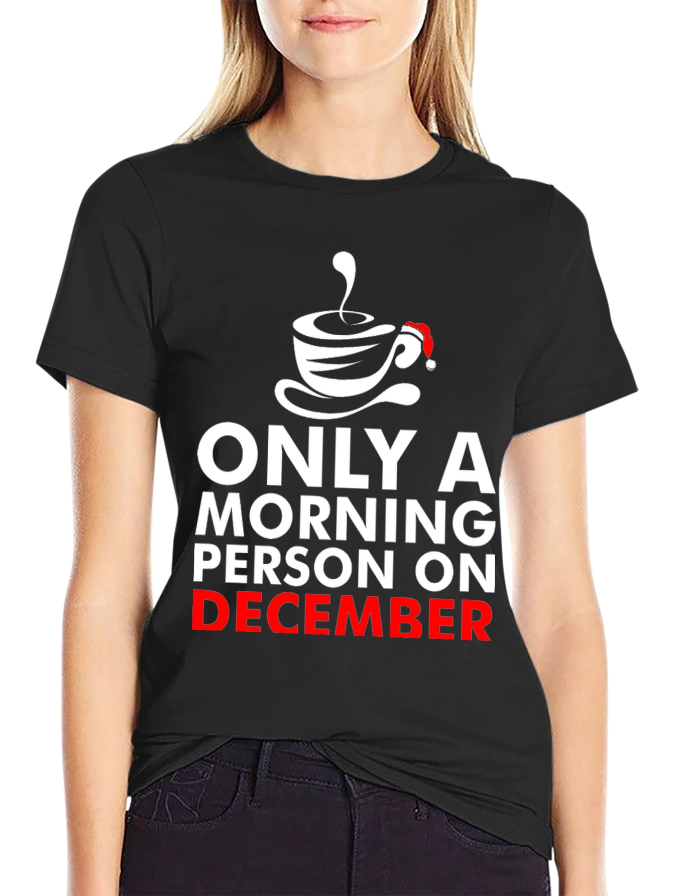 Black Morning Person on December Graphic T-Shirt view 2