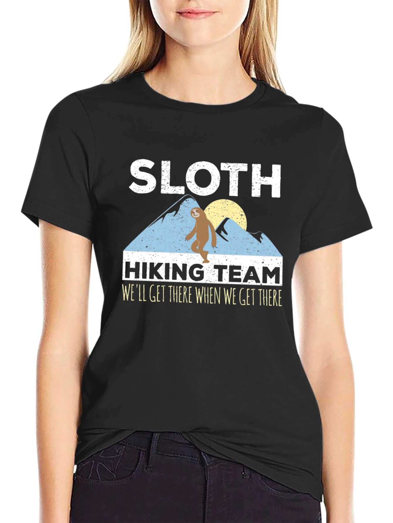 Black Sloth Hiking Team T-Shirt - Funny Graphic Tee view 2