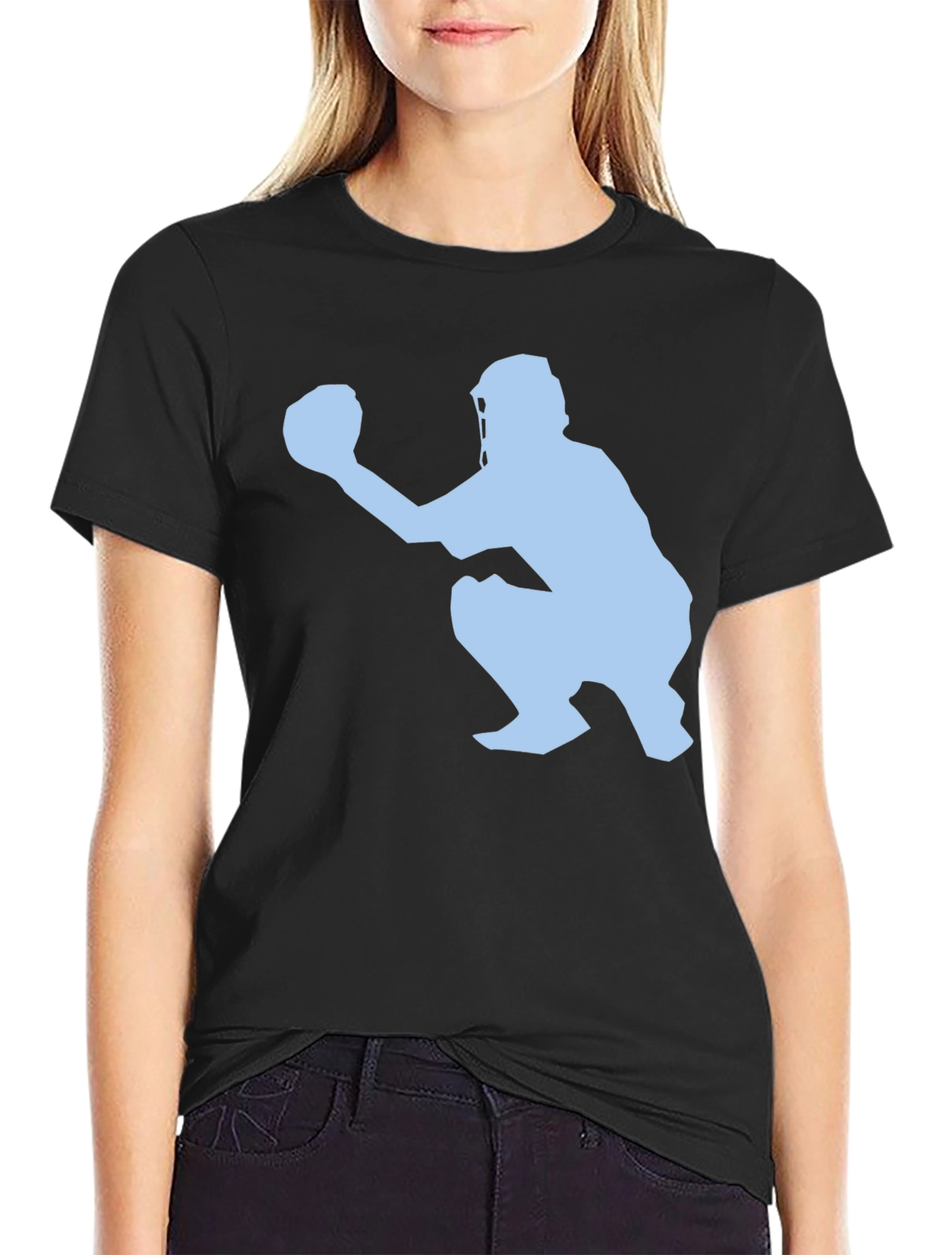 Black Baseball Catcher Graphic Tee - Black view 2