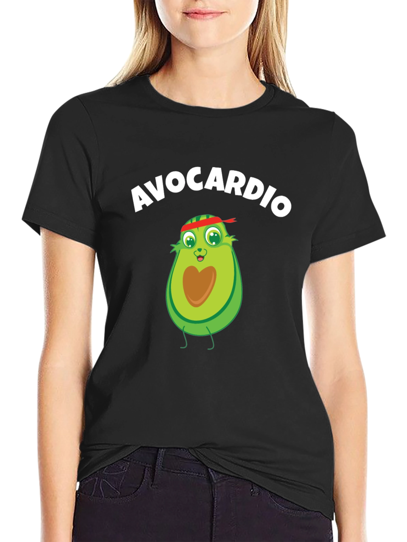 Black Avocardio Workout T-Shirt - Funny Avocado Gym Tee view 2