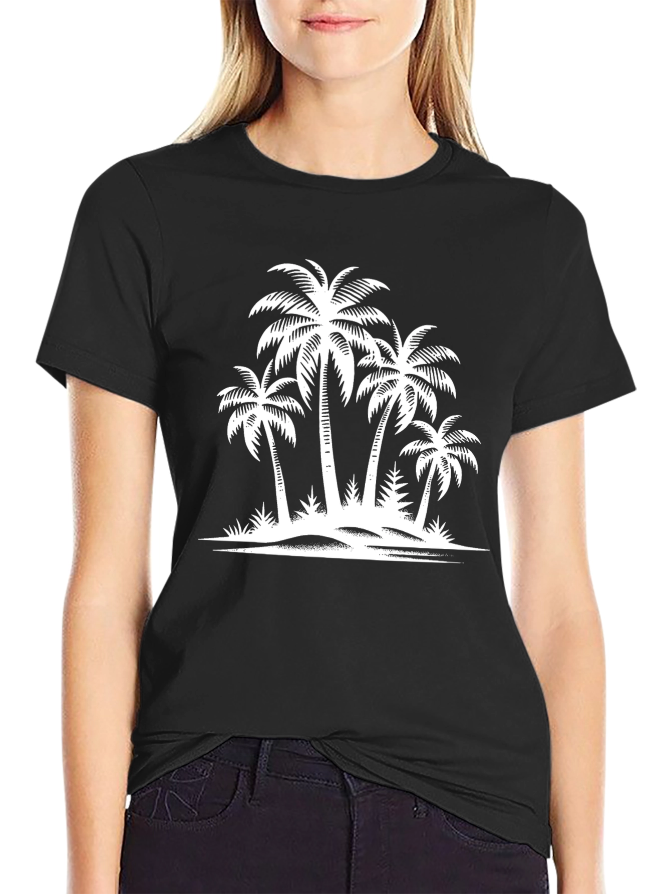 Black Palm Tree Graphic Black T-Shirt view 2