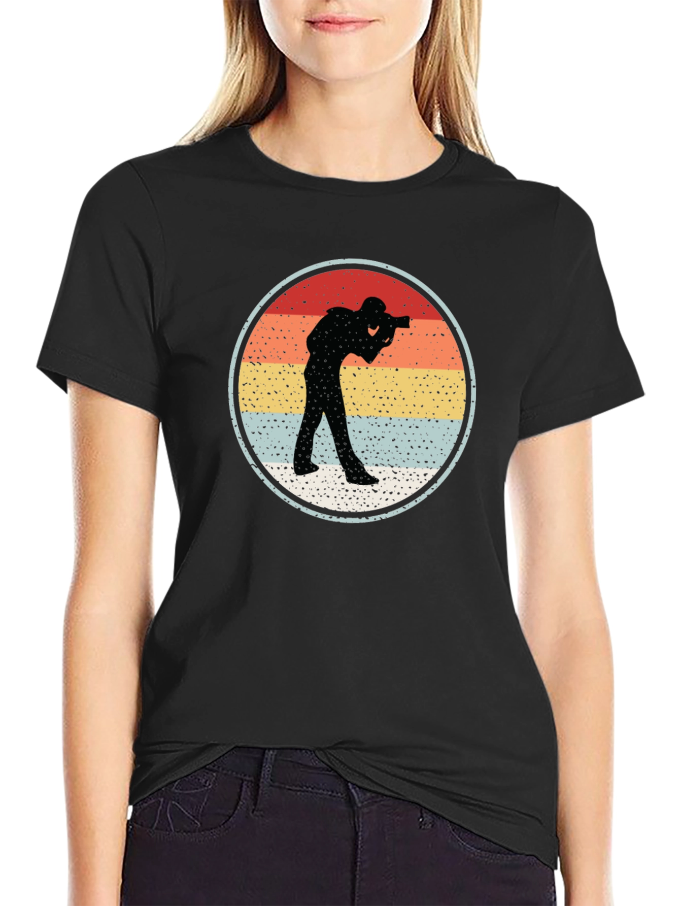 Black Vintage Photographer Silhouette T-Shirt view 2