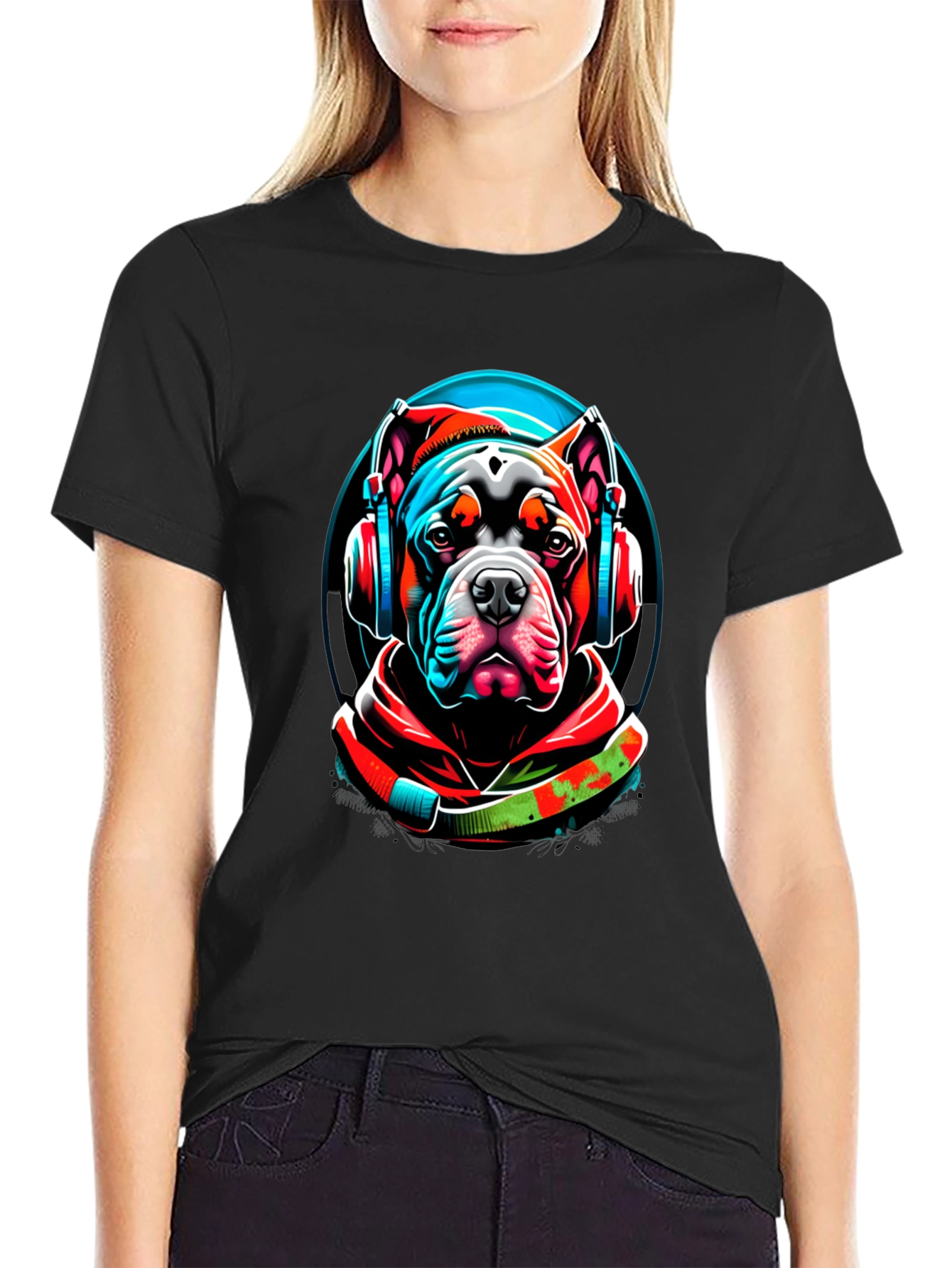 Black Dog DJ Graphic T-Shirt - Cool Canine Style view 2