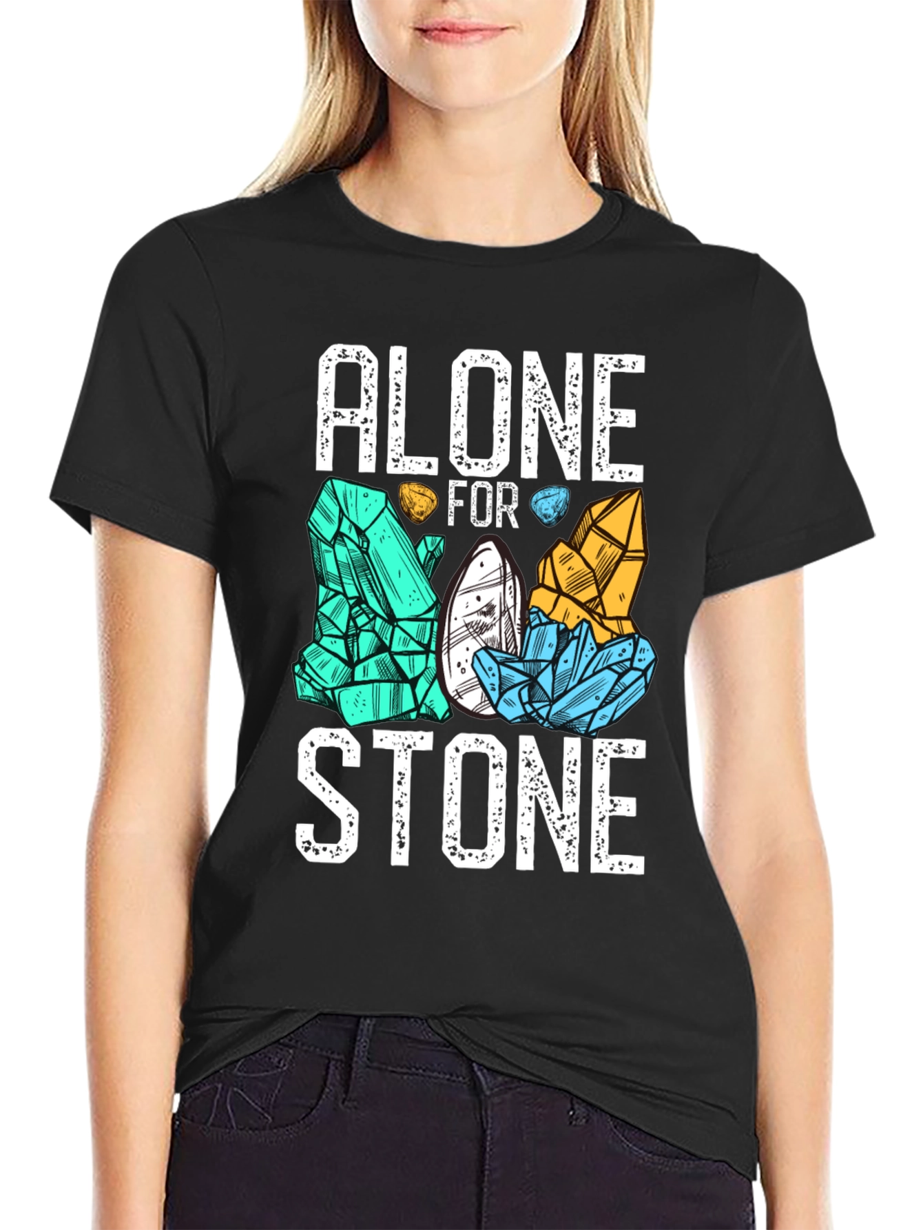 Black Alone for Stone Men's Graphic T-Shirt - Black view 2