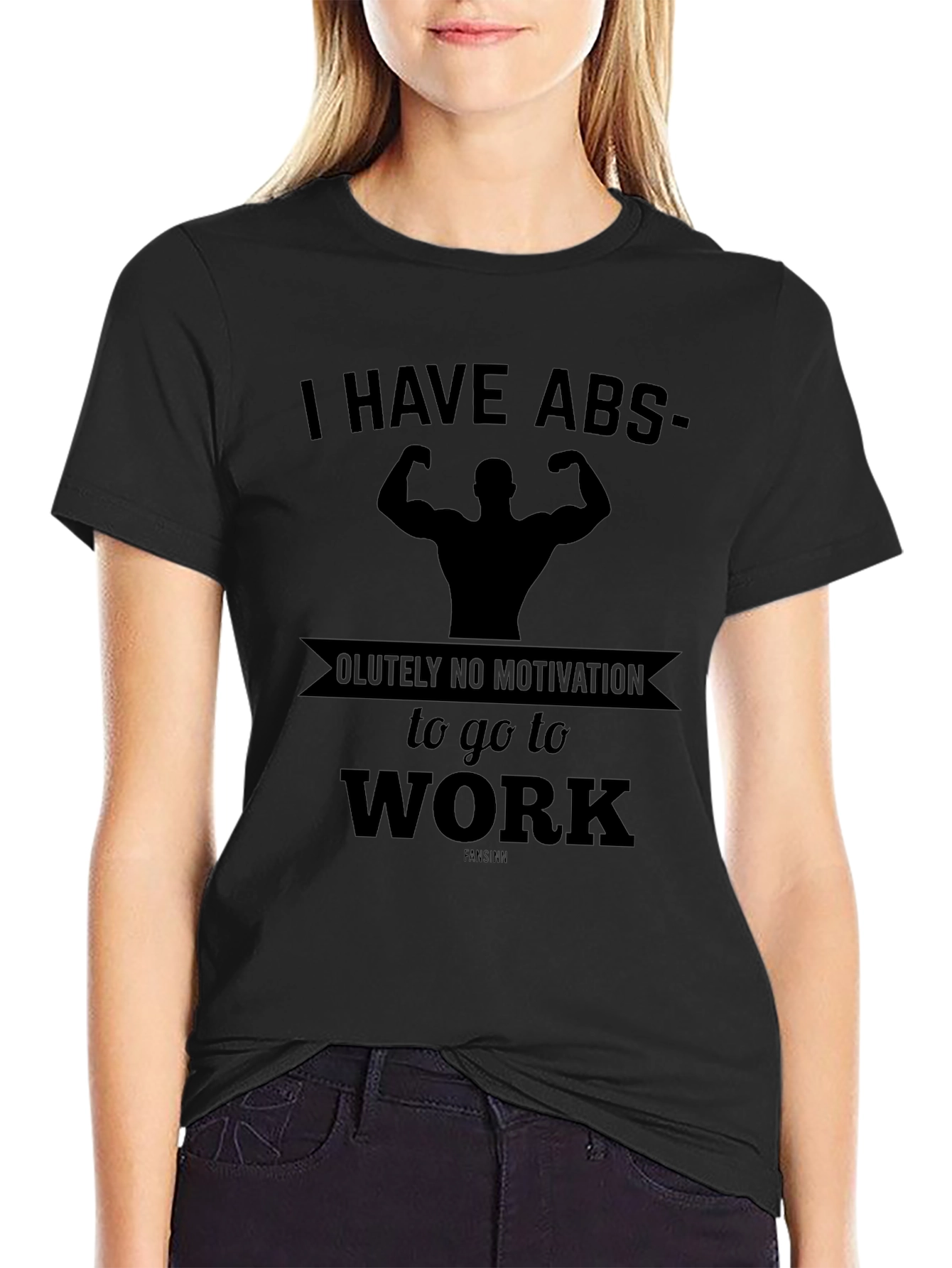 Black Funny Abs Motivation Graphic T-Shirt view 2