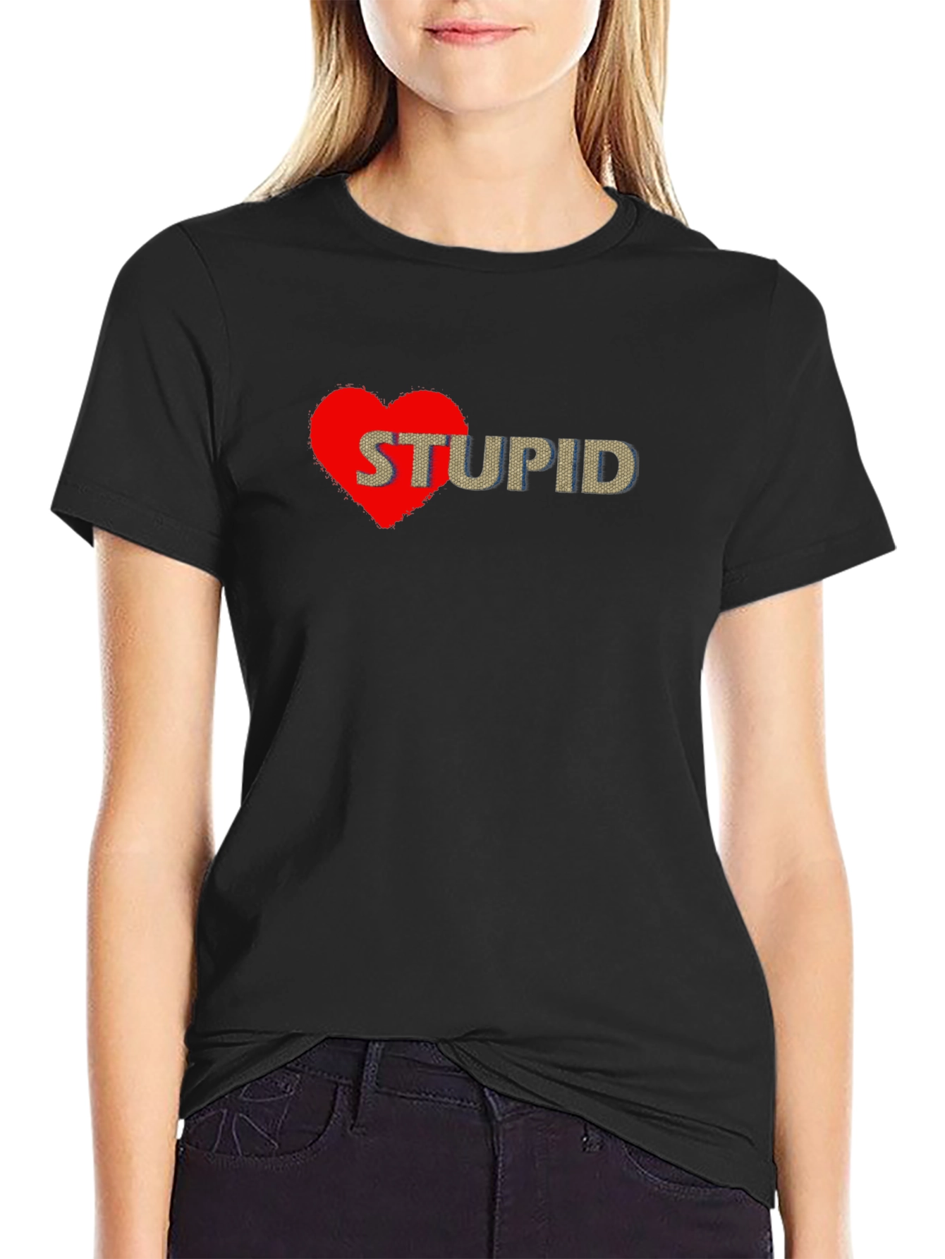 Black I Heart Stupid Graphic Tee - Casual Style view 2
