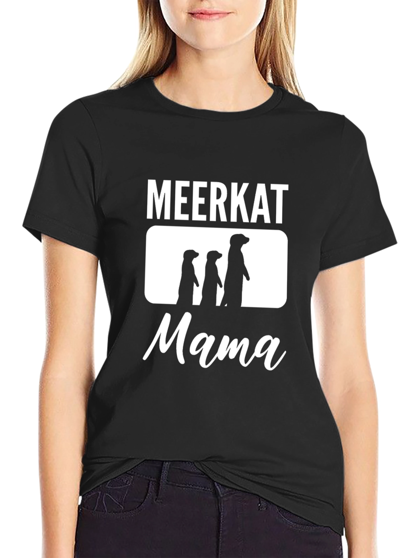 Black Meerkat Mama Graphic T-Shirt - Black view 2