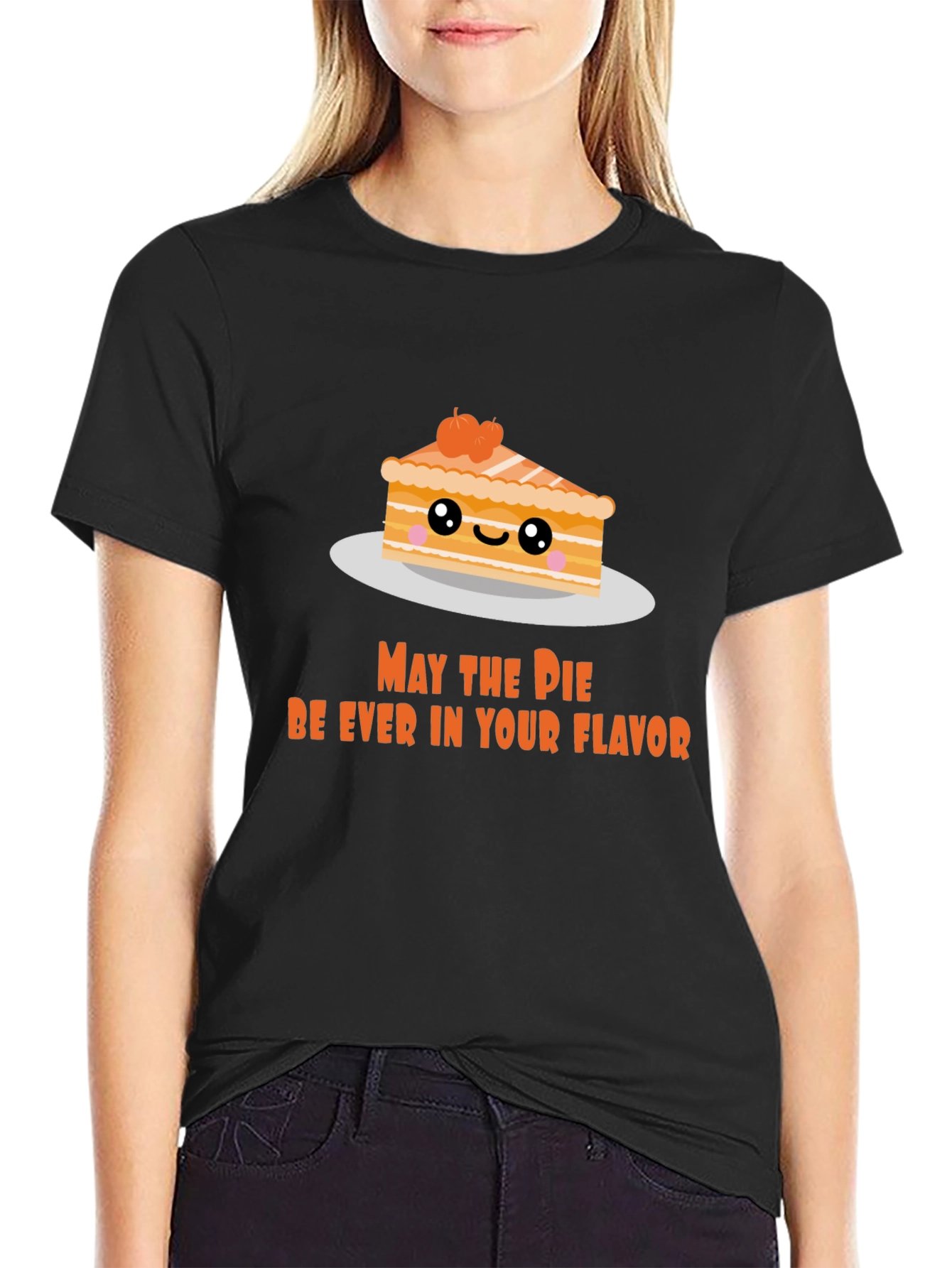 Black Funny Pie T-Shirt - May the Pie Be Ever in Your Flavor view 2