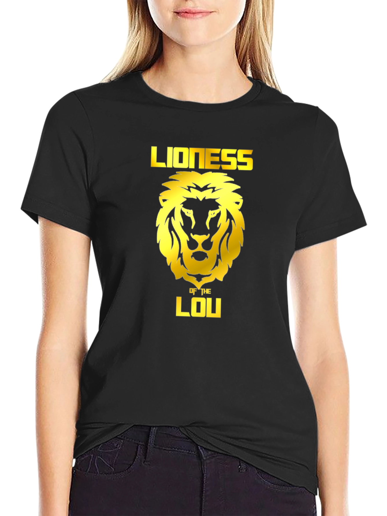 Black Lioness of the Lou Black T-Shirt - Graphic Tee view 2