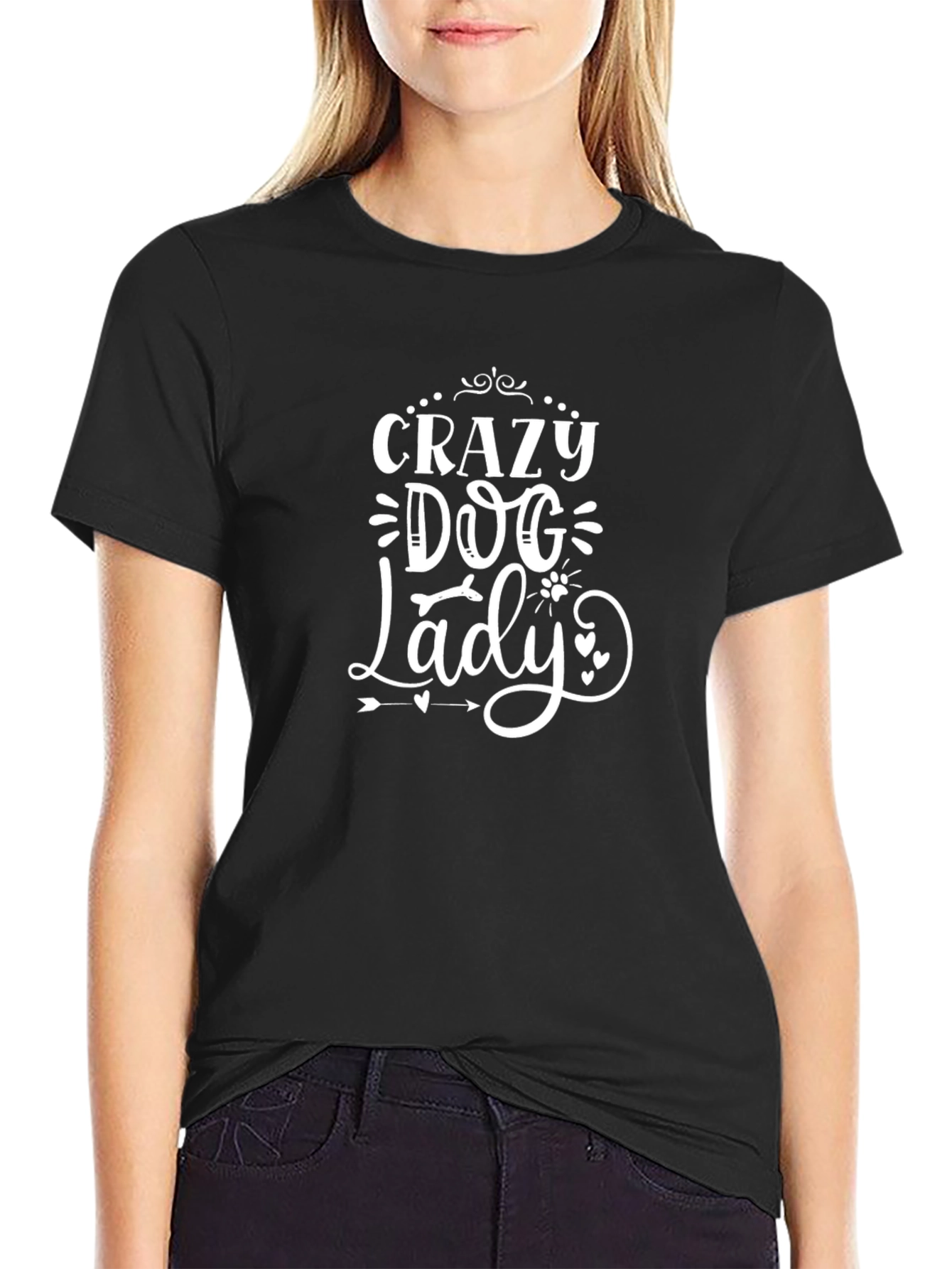 Black Crazy Dog Lady Graphic Tee - Unisex view 2