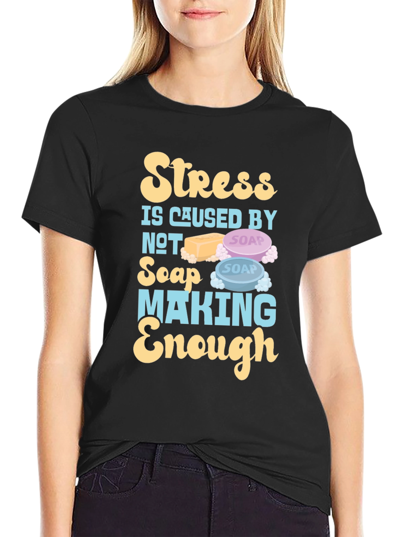 Black Soap Making T-Shirt Stress Relief Funny Gift Tee view 2