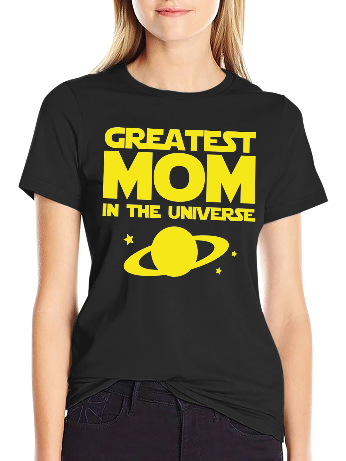 Black Greatest Mom In The Universe Black T-Shirt view 2