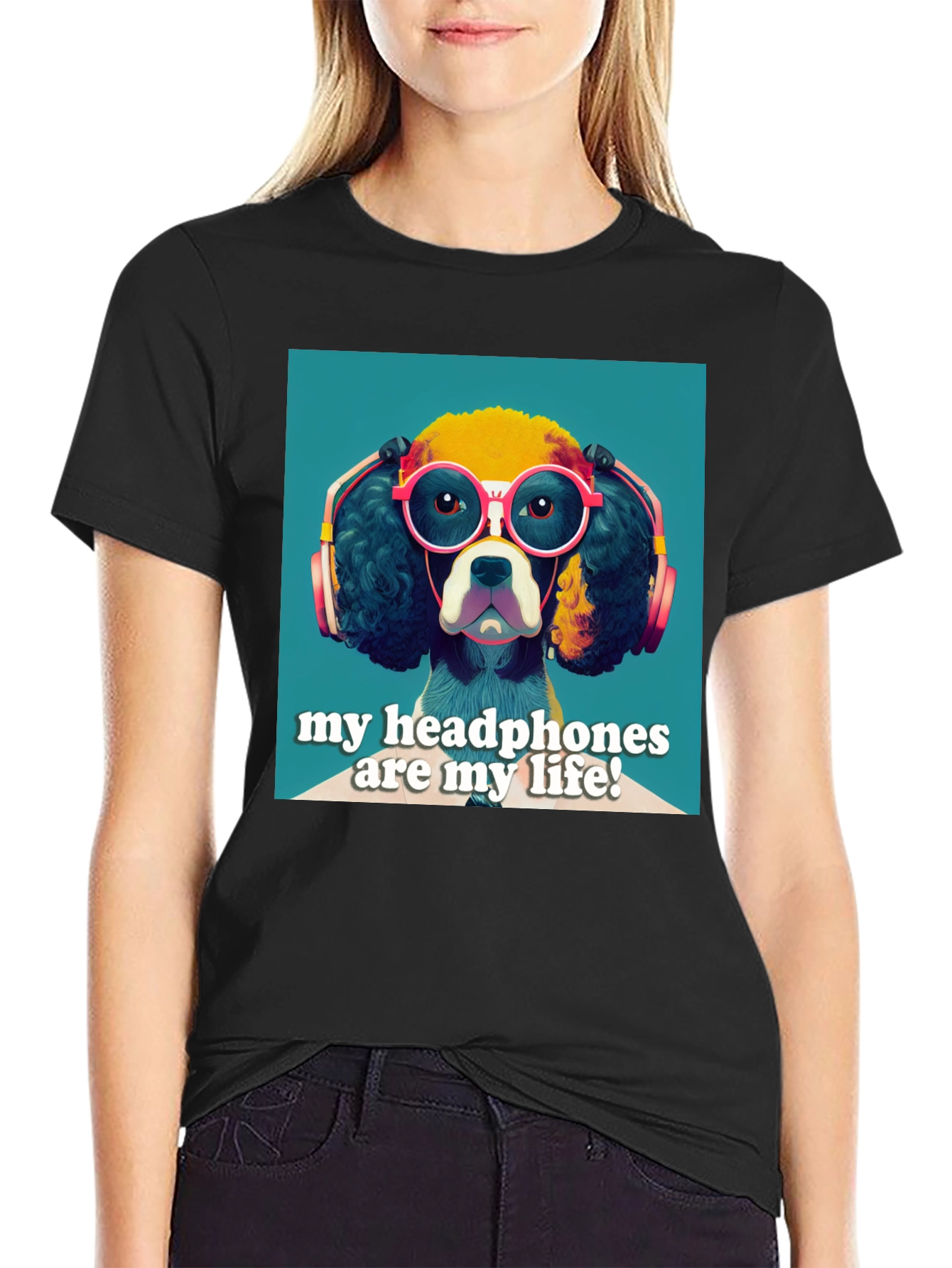 Black Dog Headphones Graphic Tee - My Headphones Are My Life view 2
