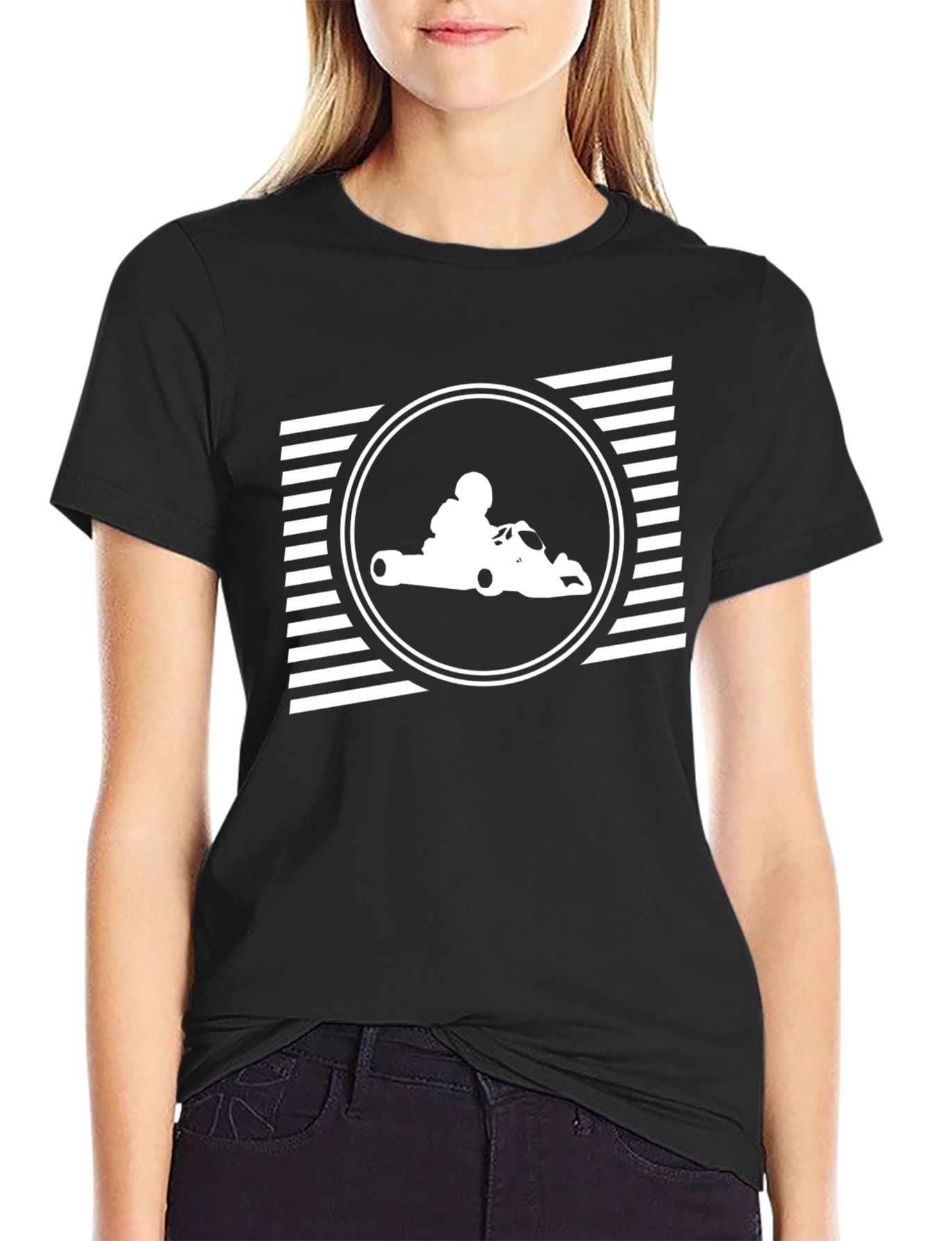 Black Go-Kart Racing Graphic Tee - Black Cotton T-Shirt view 2