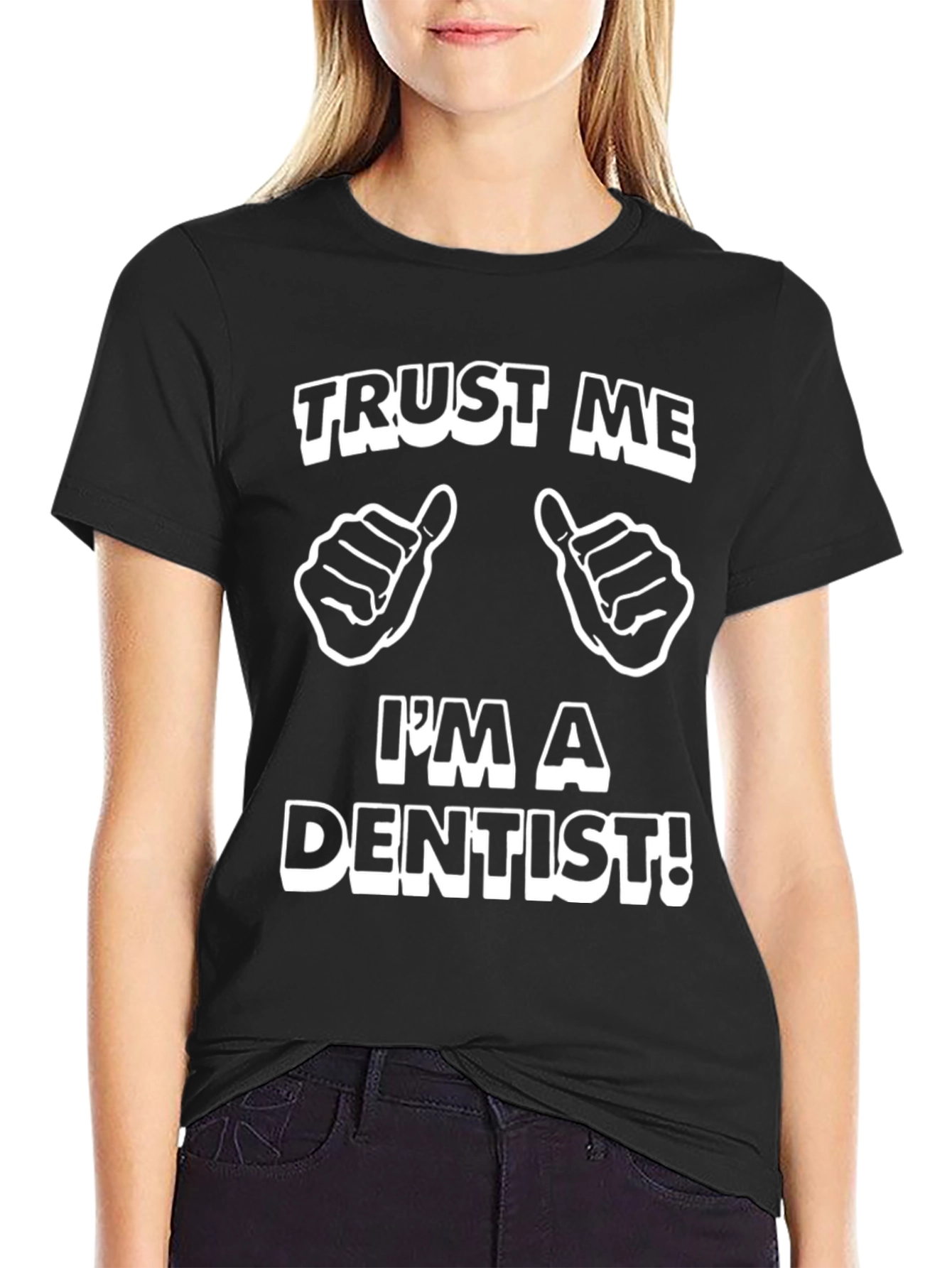Black Trust Me I'm a Dentist T-Shirt - Funny Dental Tee view 2