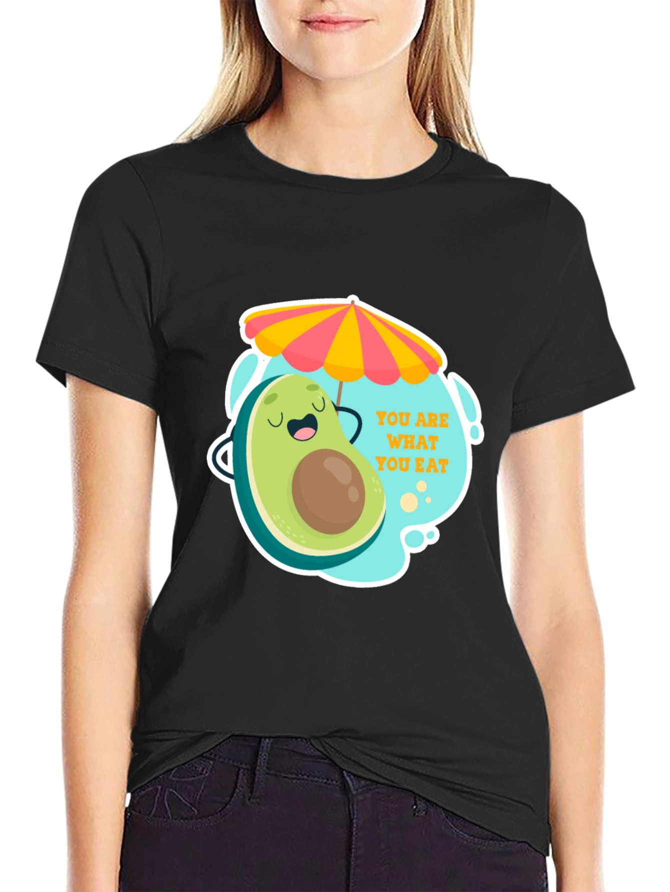 Black Funny Avocado Graphic Tee - You Are What You Eat! view 2