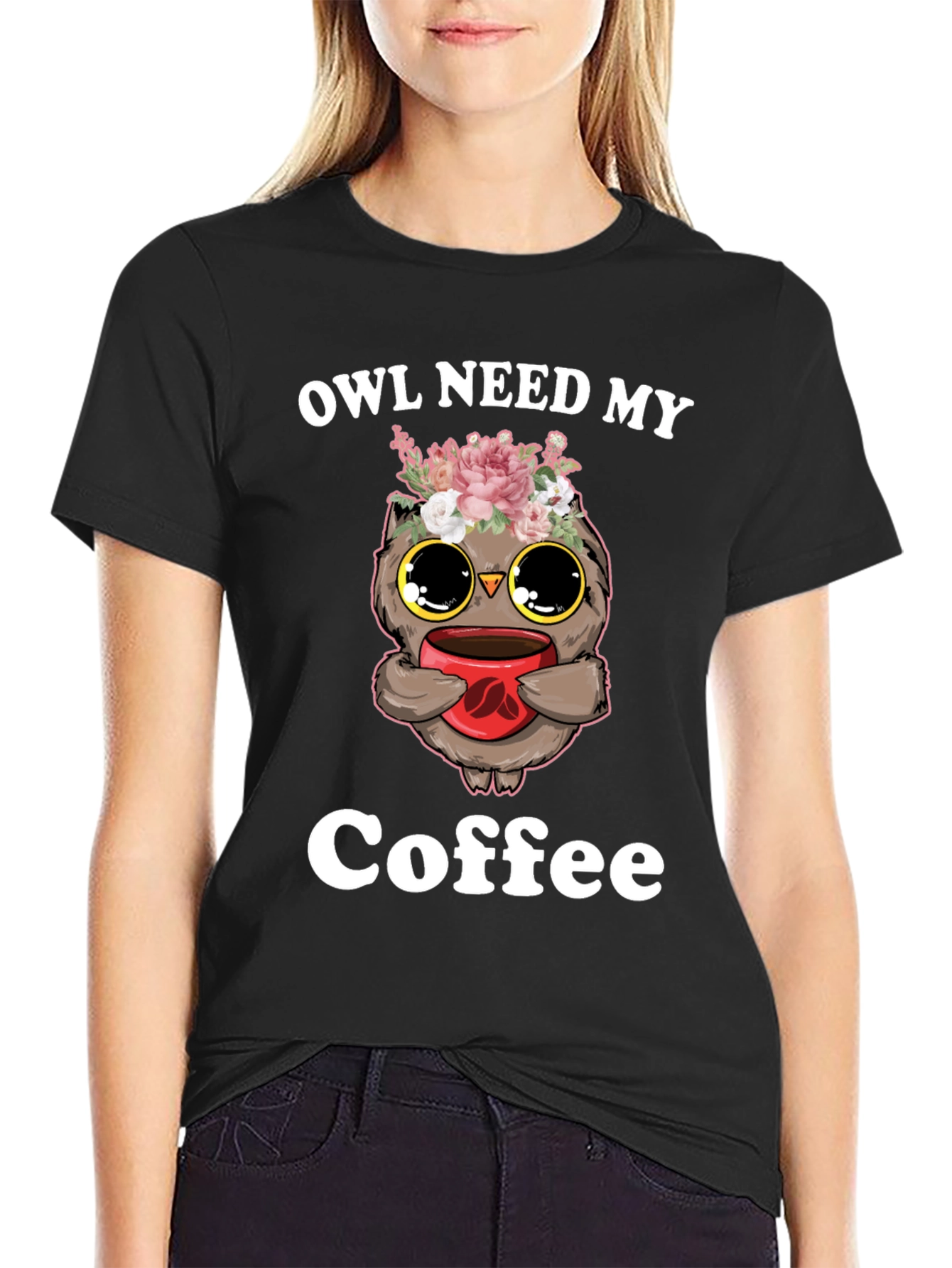 Black Owl Need My Coffee T-Shirt view 2